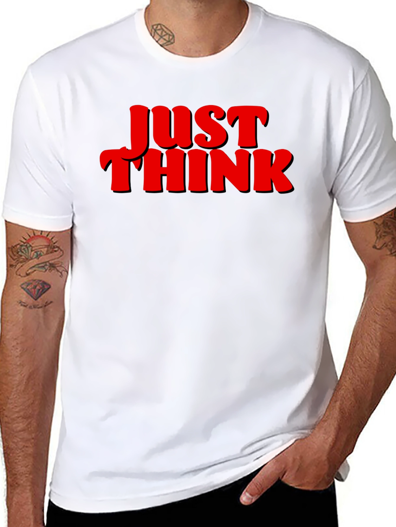 Black Just Think Graphic Tee - Bold Statement Shirt view 8