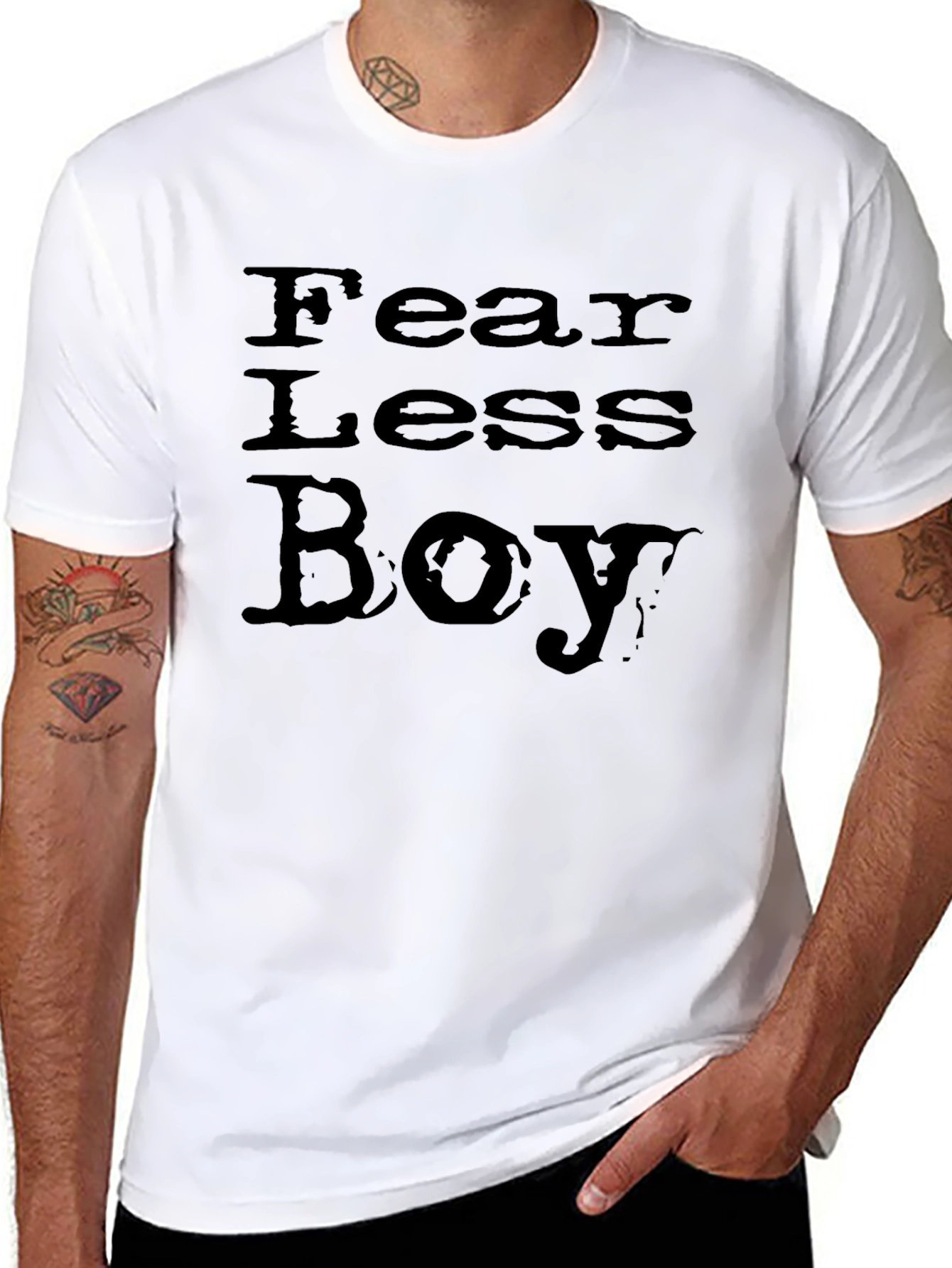 Black Fearless Boy Graphic Tee - Premium Cotton T-Shirt view 8