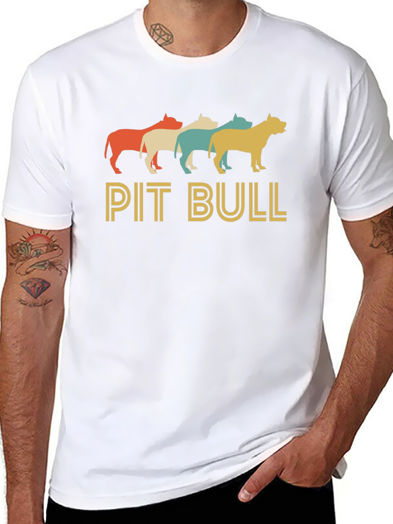 Black Retro Pit Bull Graphic Tee - Black Cotton Blend view 8