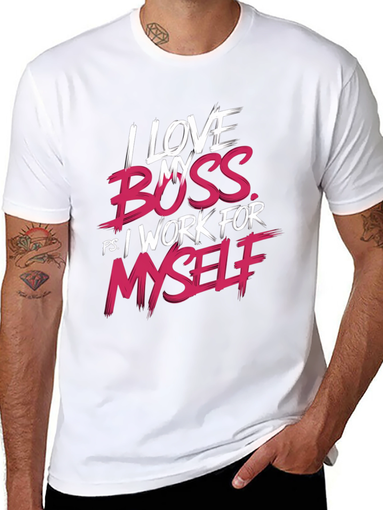 Black I Love My Boss T-Shirt - Funny Self-Employed Tee view 8