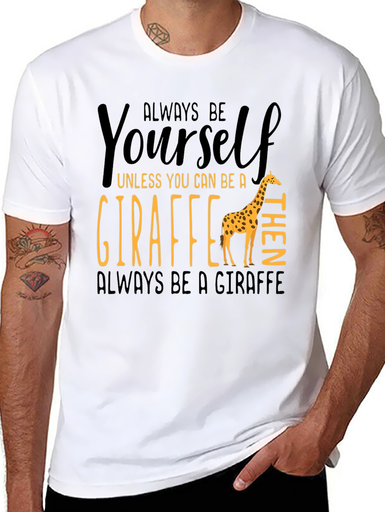Black Always Be Yourself Giraffe T-Shirt view 8