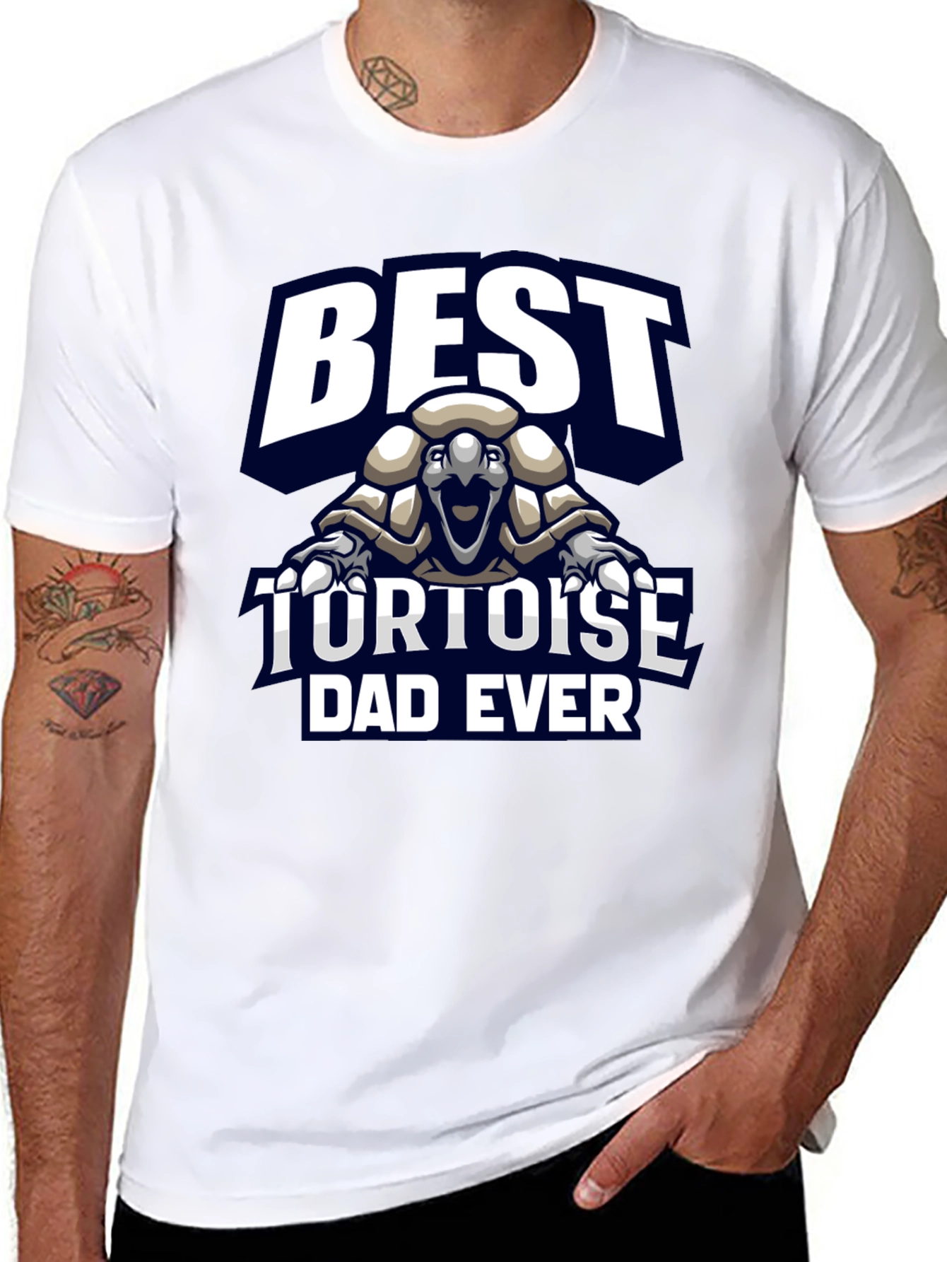 Black Best Tortoise Dad Ever Graphic T-Shirt view 8
