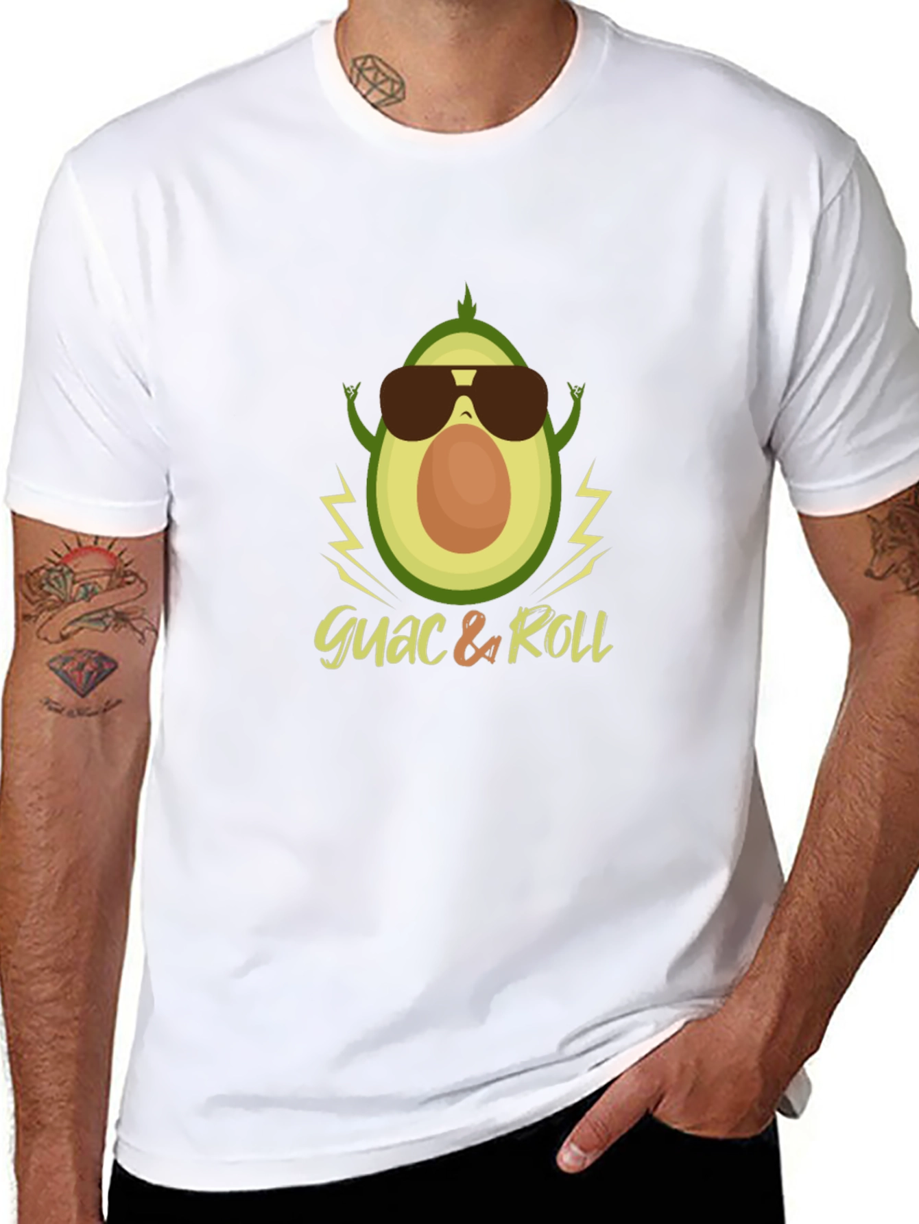 Black Guac & Roll Graphic Tee - Avocado Sunglasses Rock T-Shirt view 8