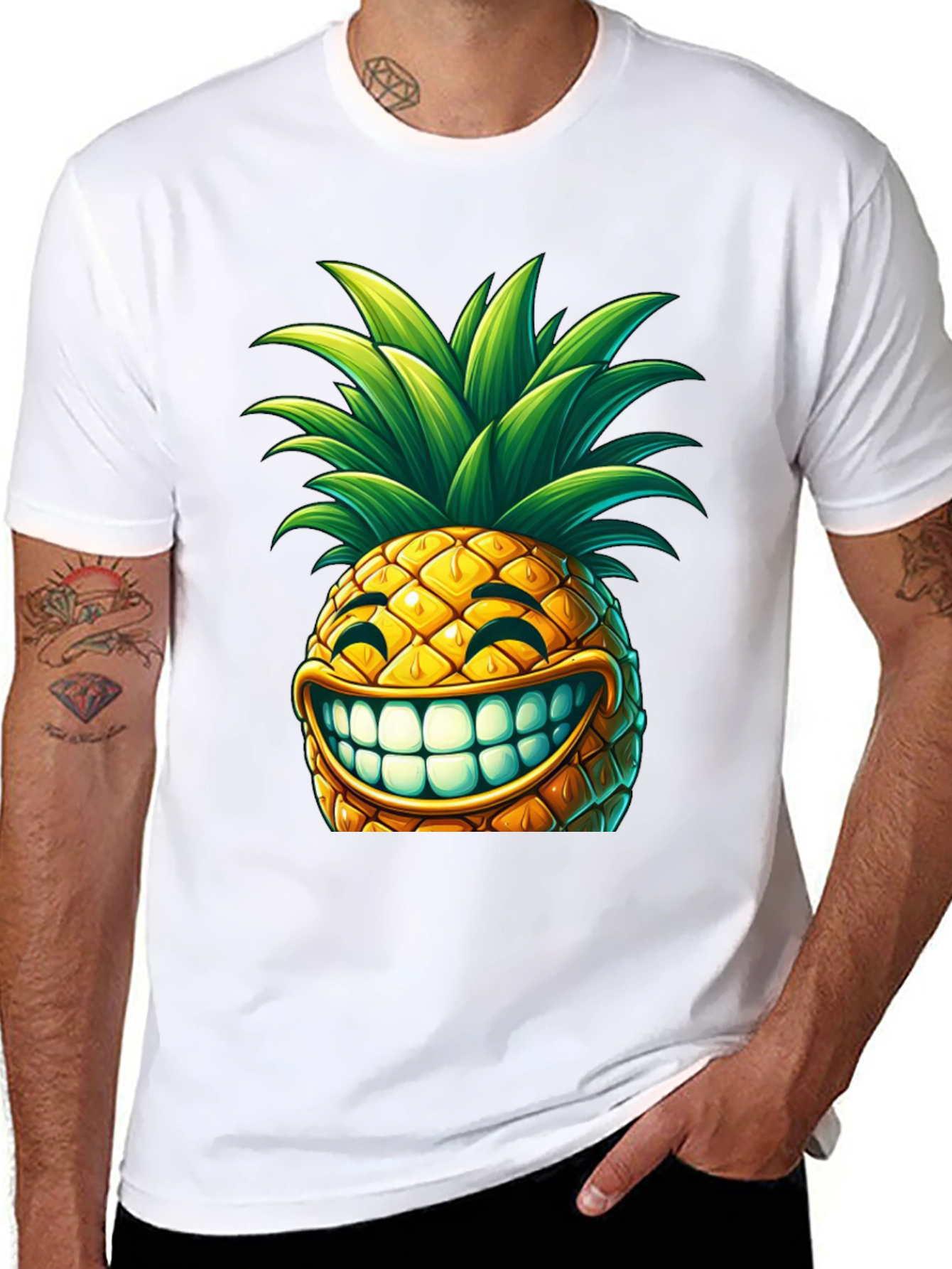Black Funny Pineapple Graphic T-Shirt -  Unique Design view 8