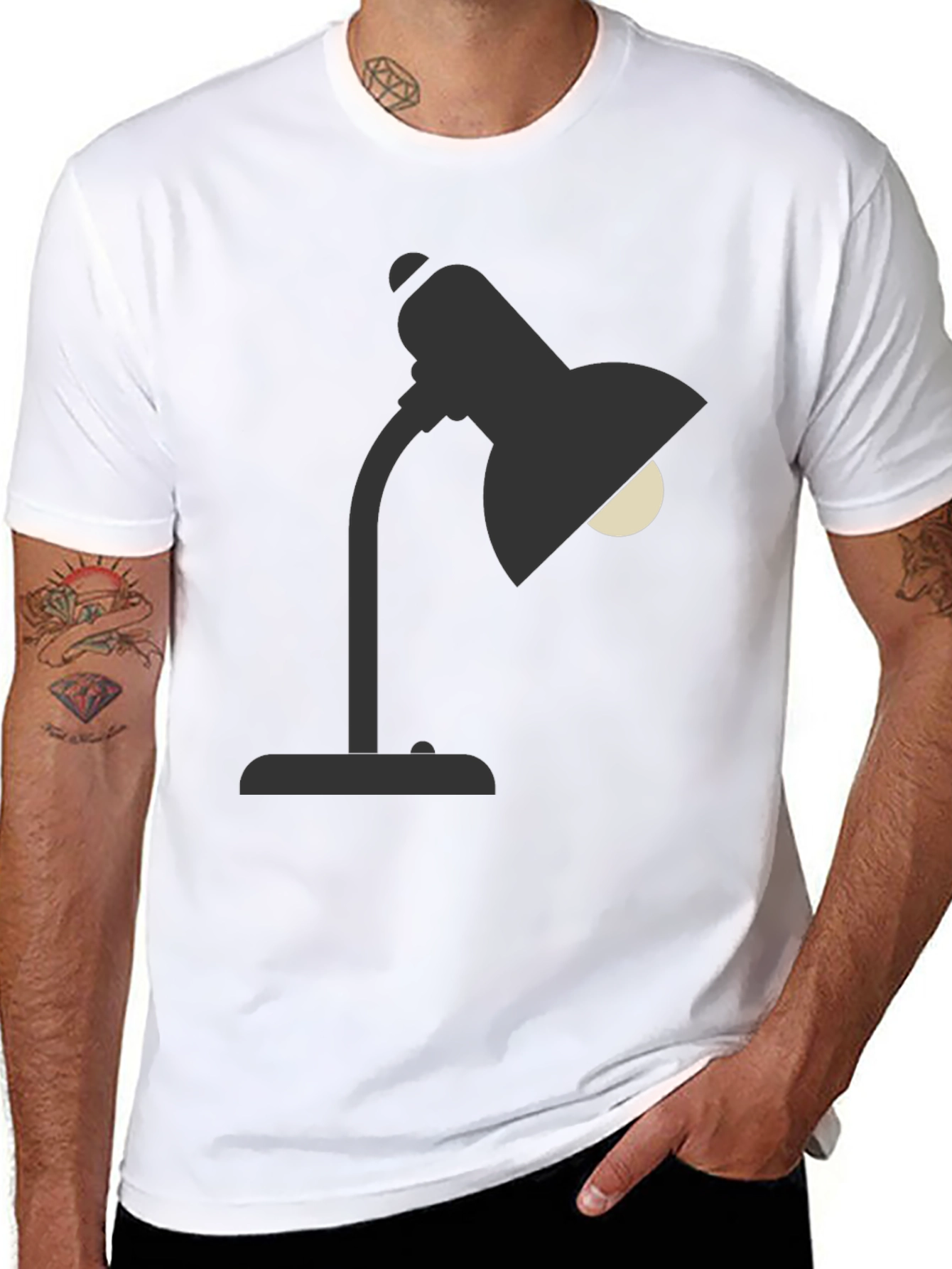 Black Desk Lamp Graphic Tee - Modern Black T-Shirt view 8
