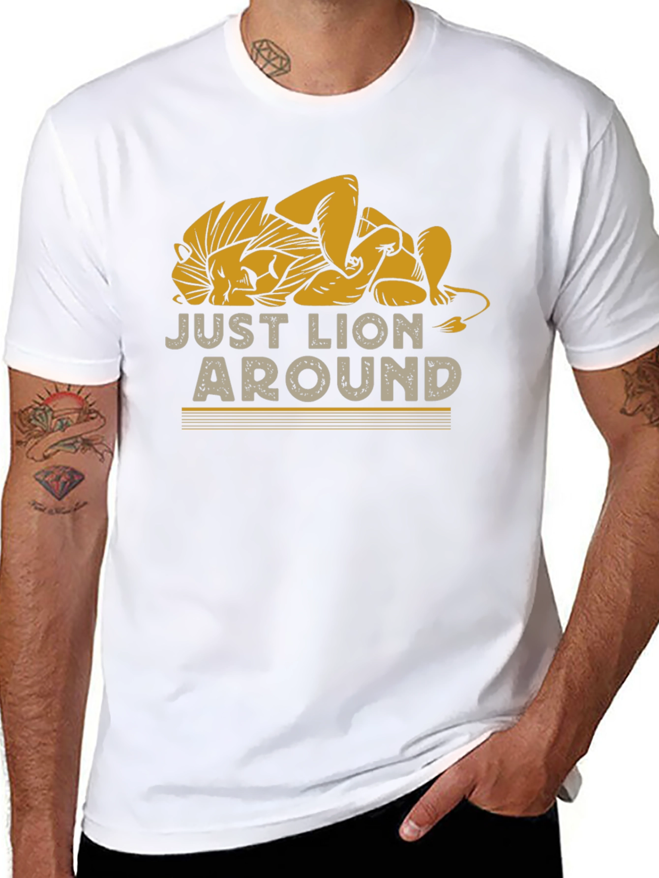 Black Just Lion Around Graphic T-Shirt, Relaxed Fit view 8