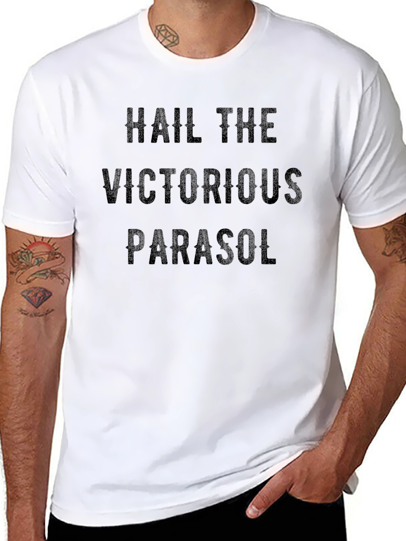 Black Hail The Victorious Parasol Graphic Tee view 8