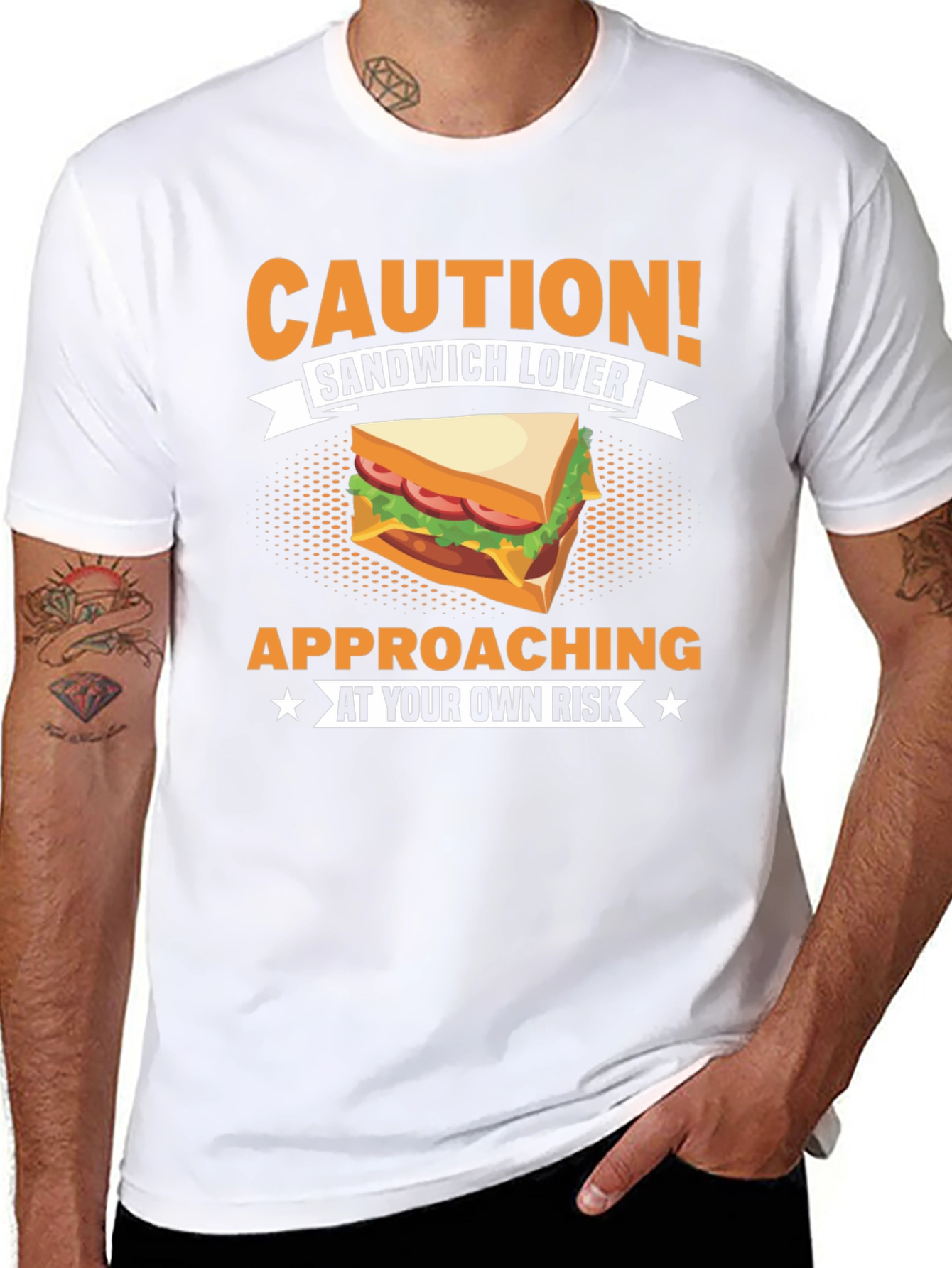 Black Sandwich Lover T-Shirt - Caution Approaching Funny Foodie Tee view 8