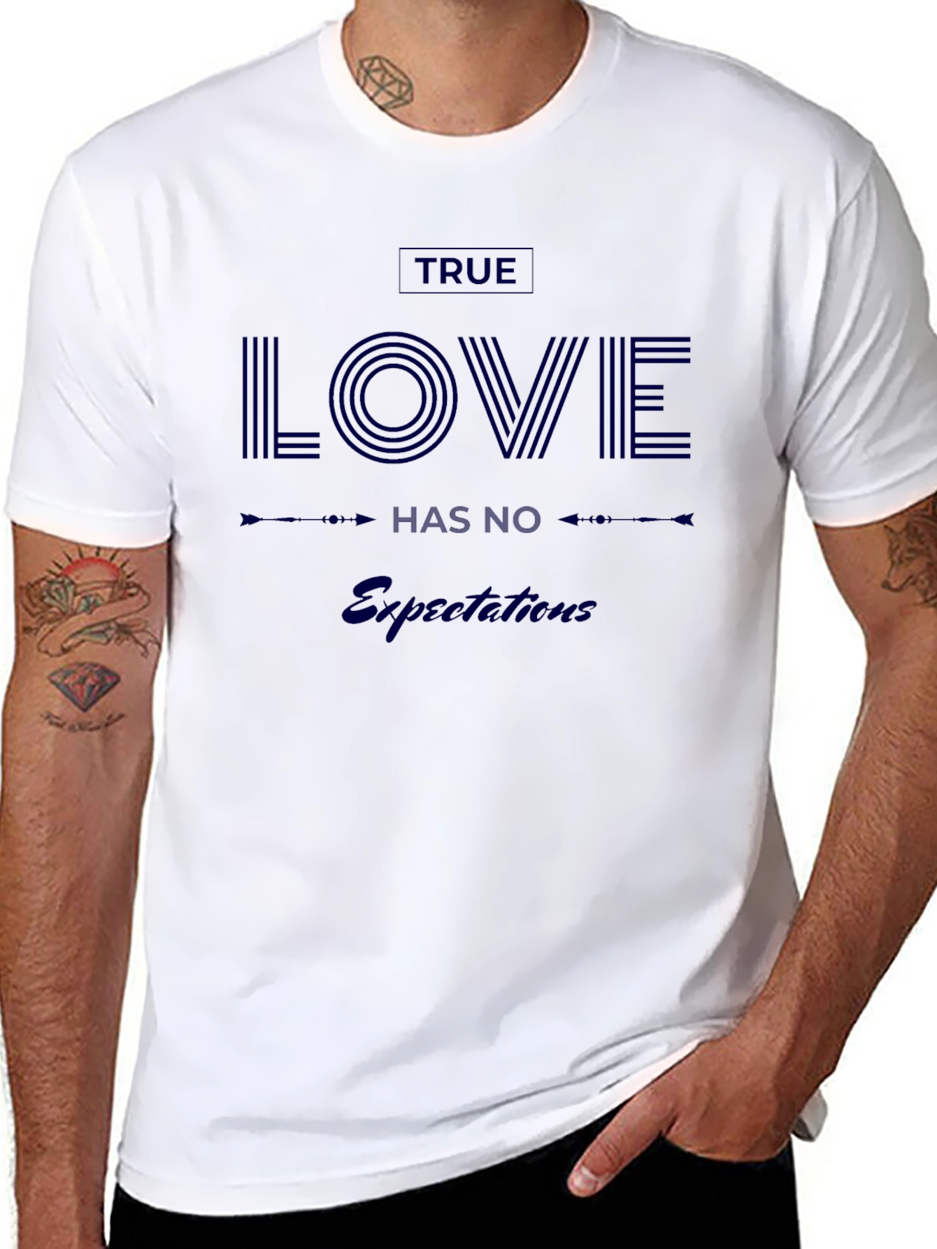Black True Love Has No Expectations Black T-Shirt view 8
