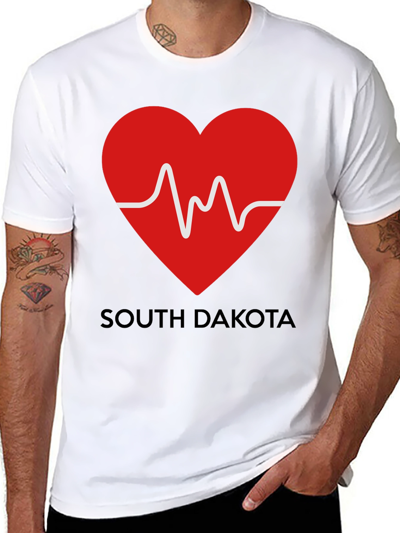 Black South Dakota Heartbeat T-Shirt view 8