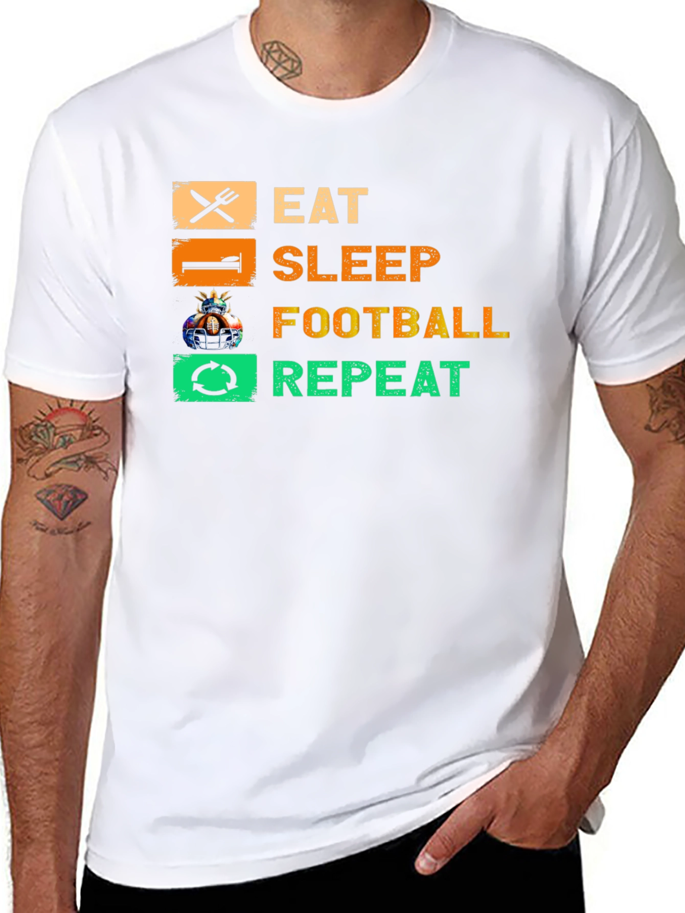 Black Eat Sleep Football Repeat T-Shirt view 8