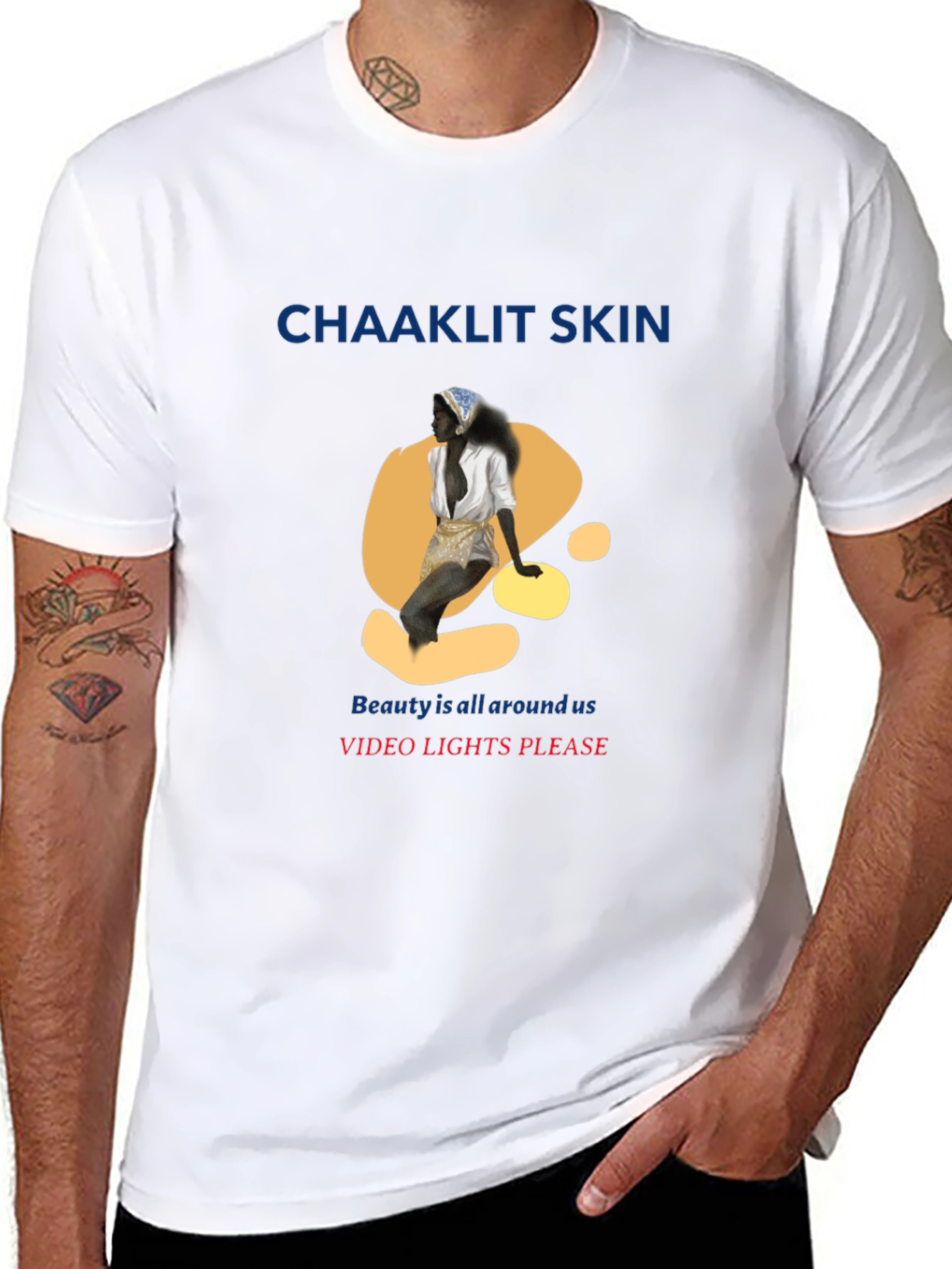 Black Unique Graphic T-Shirt - 'Chaaklit Skin' Design view 8
