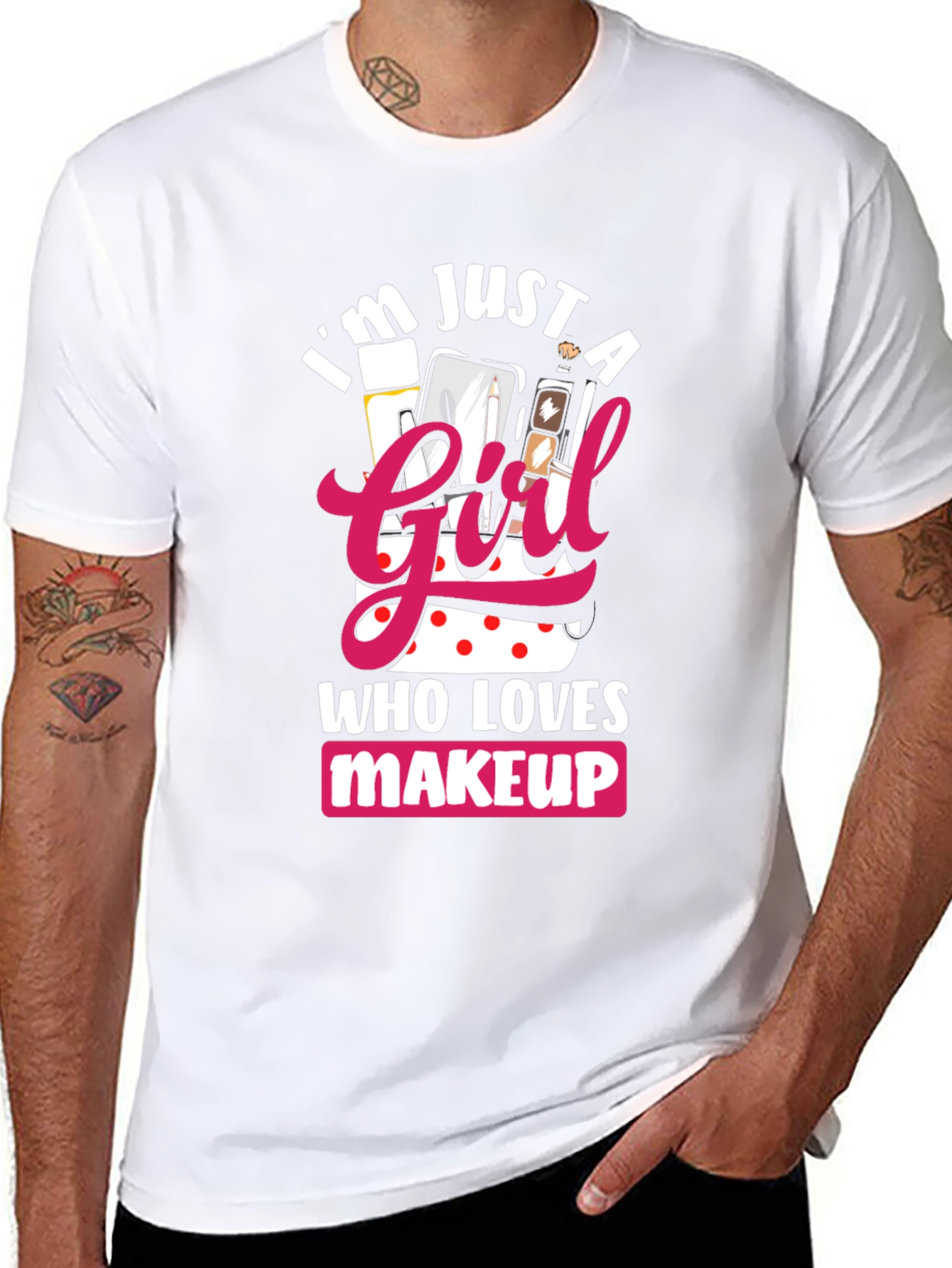 Black I'm Just a Girl Who Loves Makeup T-Shirt view 8