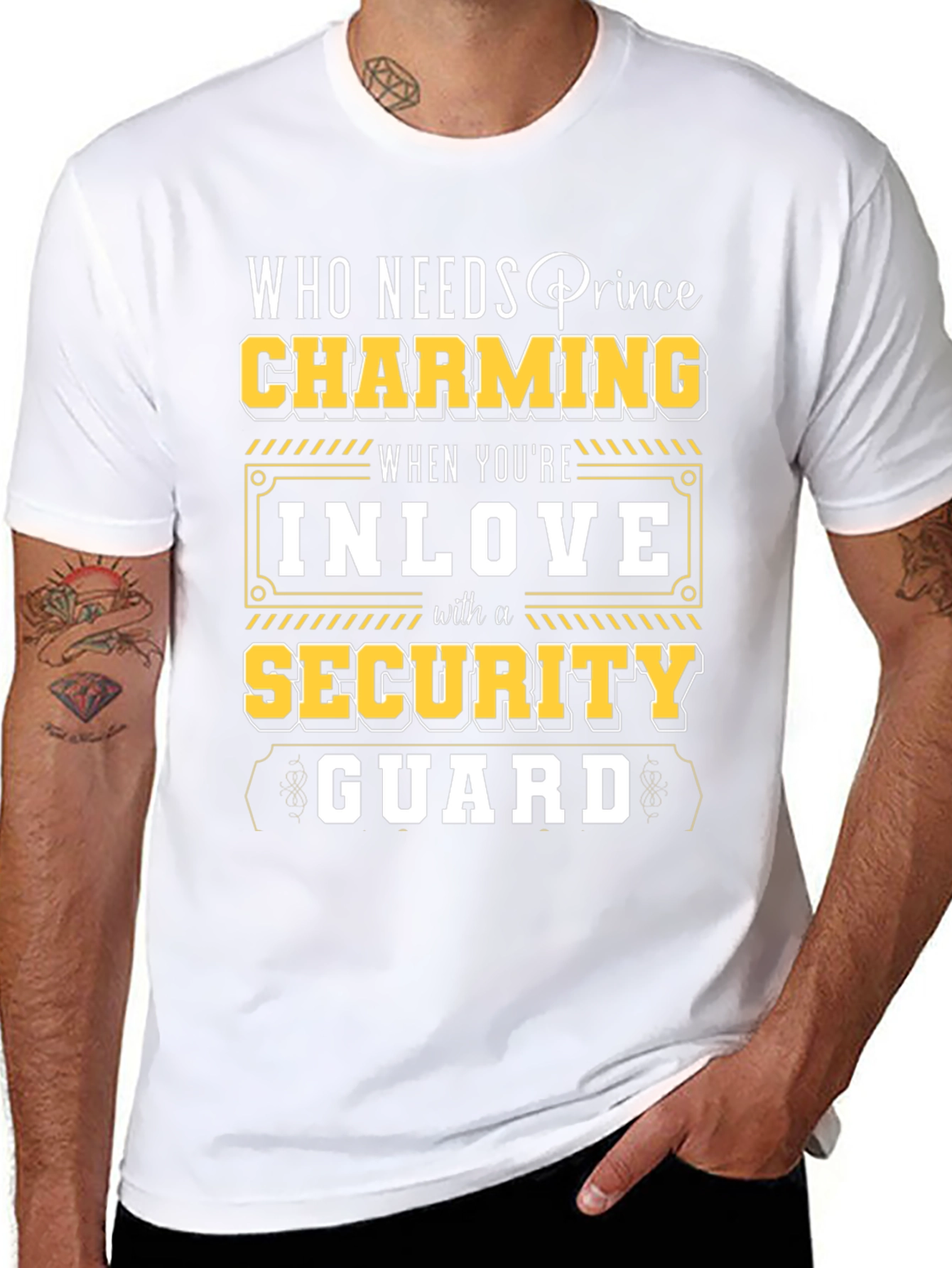 Black Charming Security Guard T-Shirt - Novelty Graphic Tee view 8