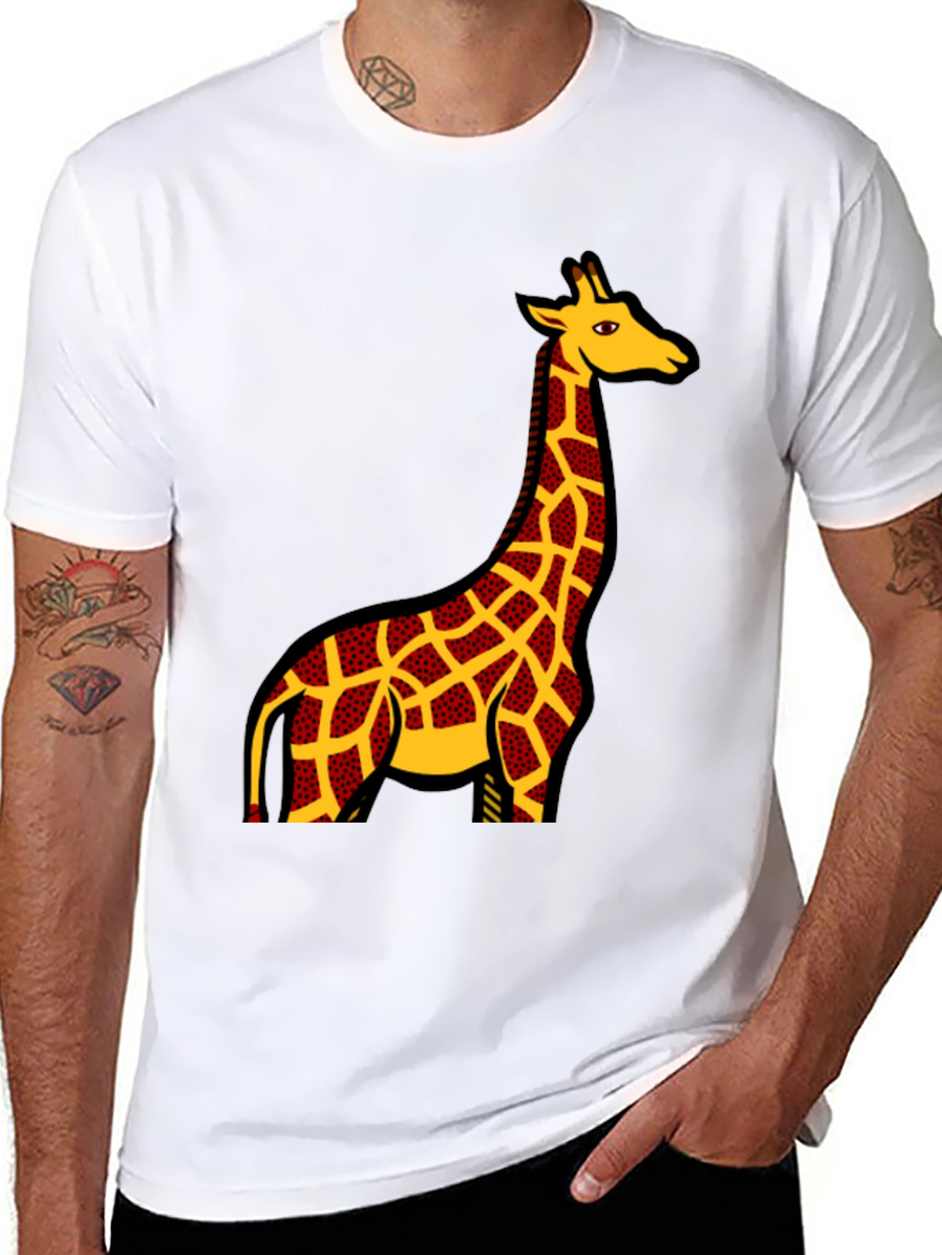 Black Giraffe Print Black T-Shirt view 8