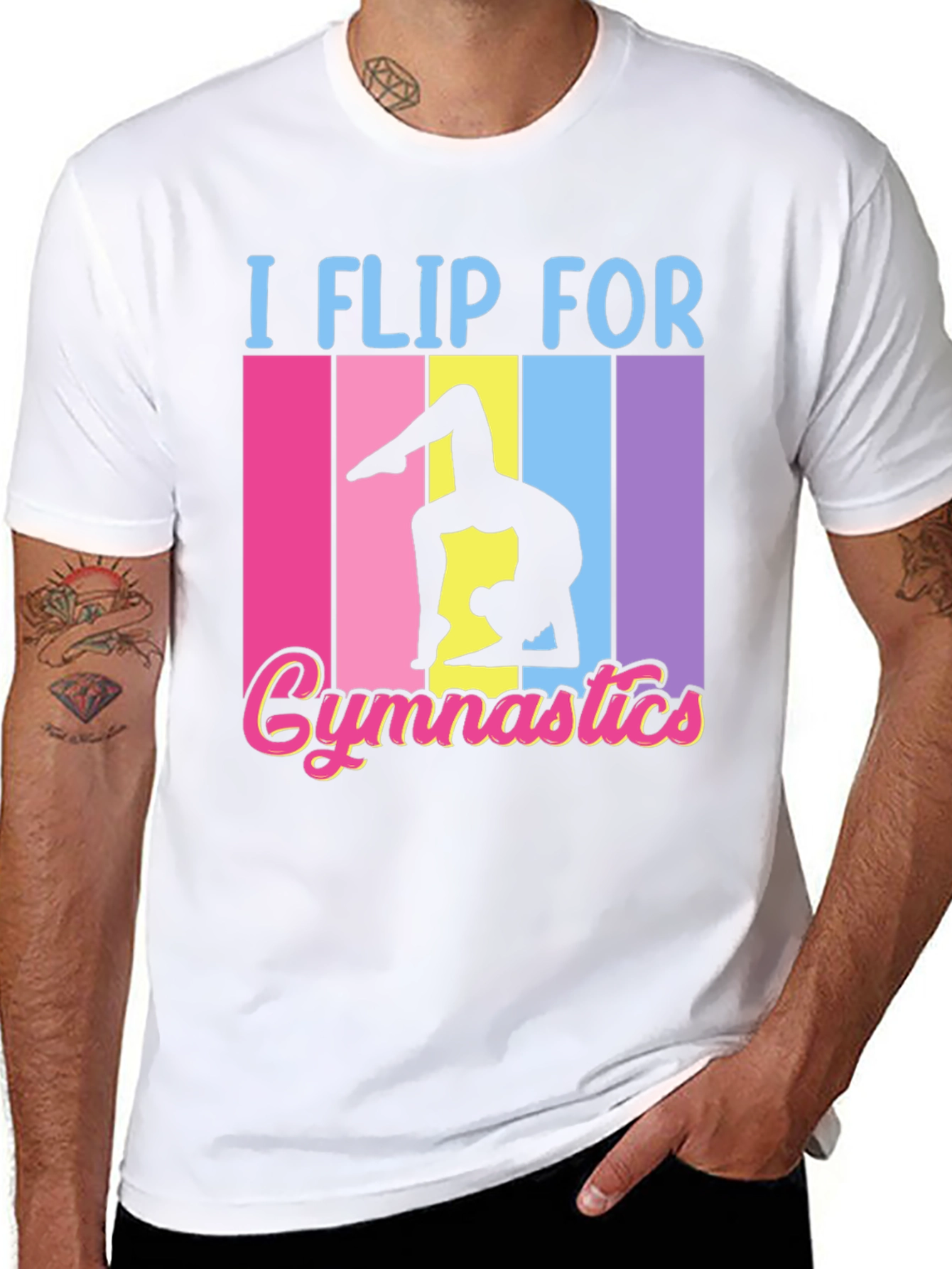 Black I Flip For Gymnastics Black T-Shirt view 8