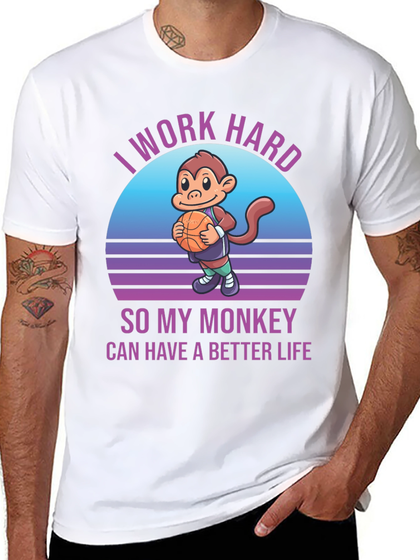 Black I Work Hard So My Monkey Can Have A Better Life T-Shirt view 8