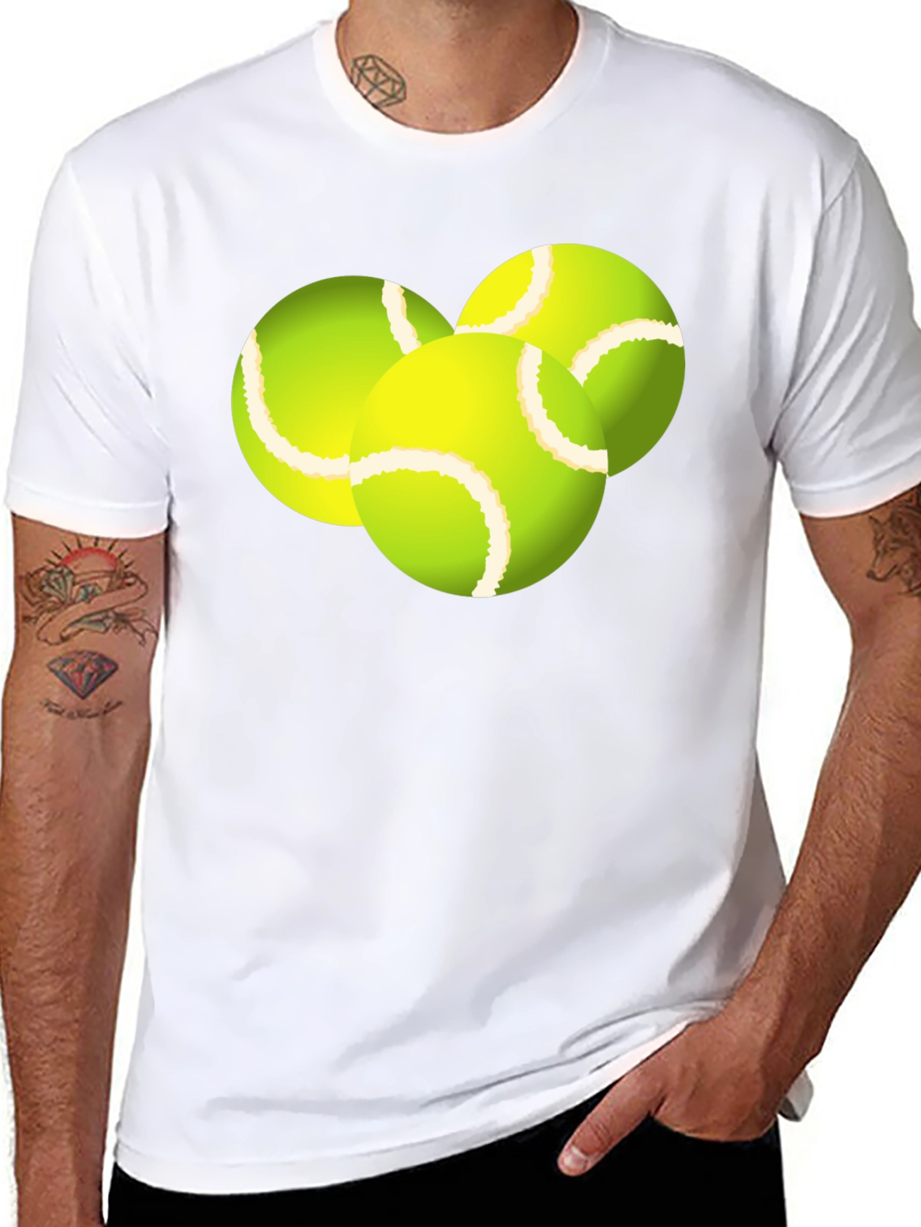 Tennis Balls Graphic Tee - Black Cotton T-Shirt - 8
