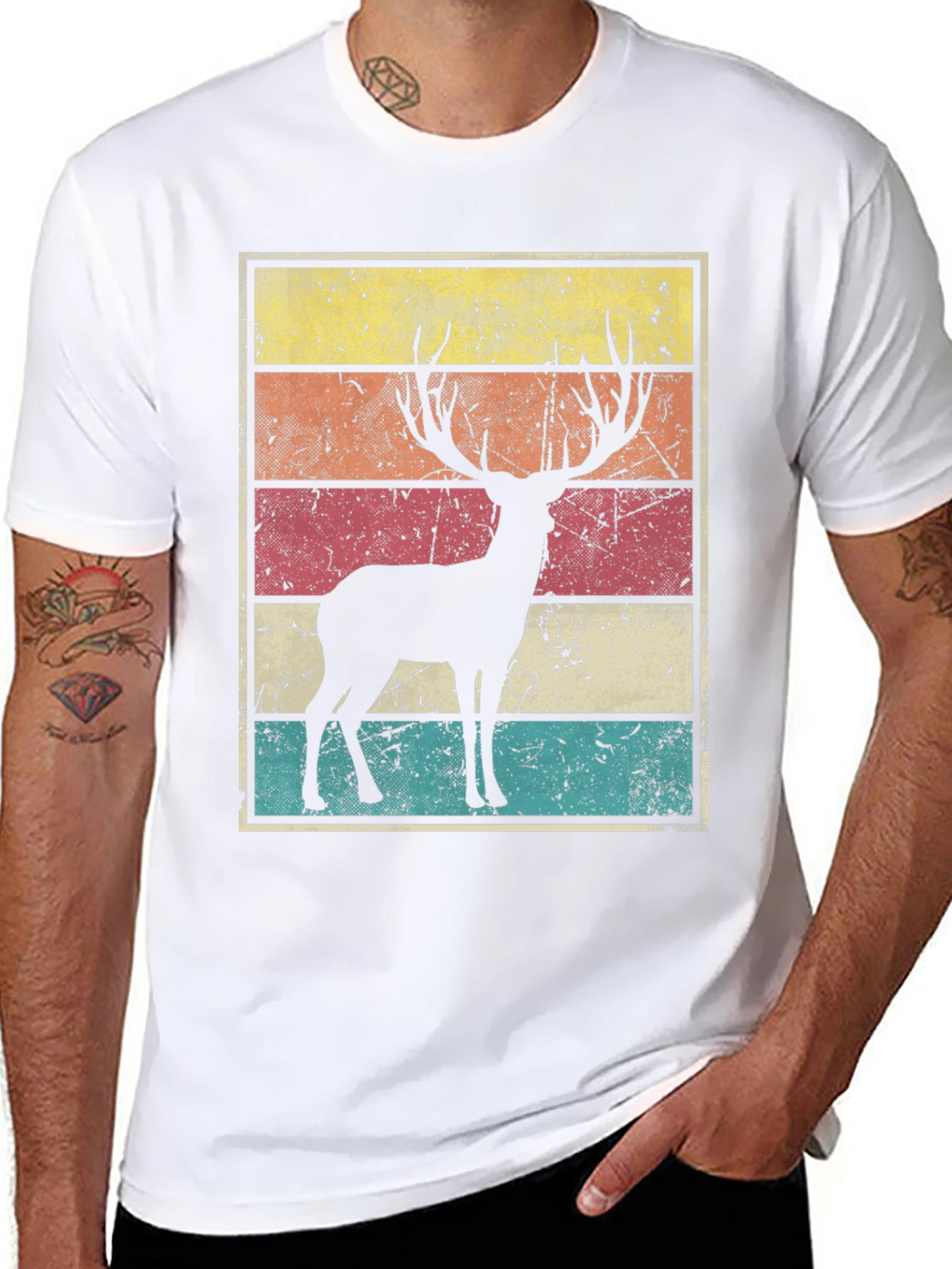 Black Retro Deer Graphic Tee - Vintage Style view 8