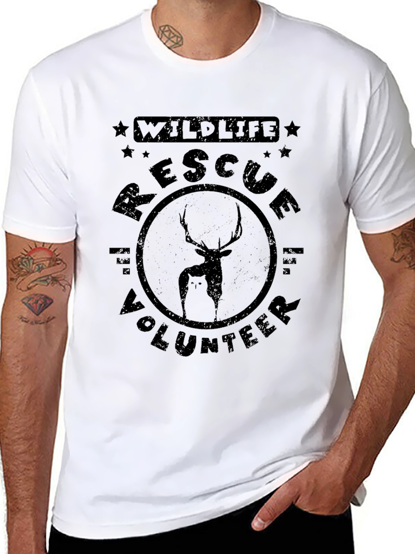 Black Wildlife Rescue Volunteer Graphic Tee view 8
