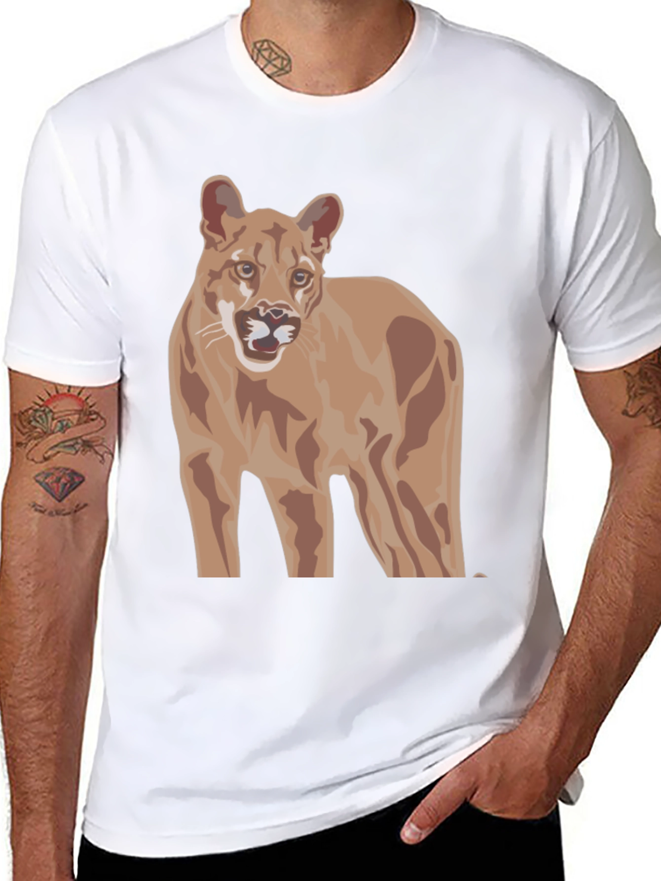Black Cougar Graphic Tee -  Unisex Black T-Shirt view 8