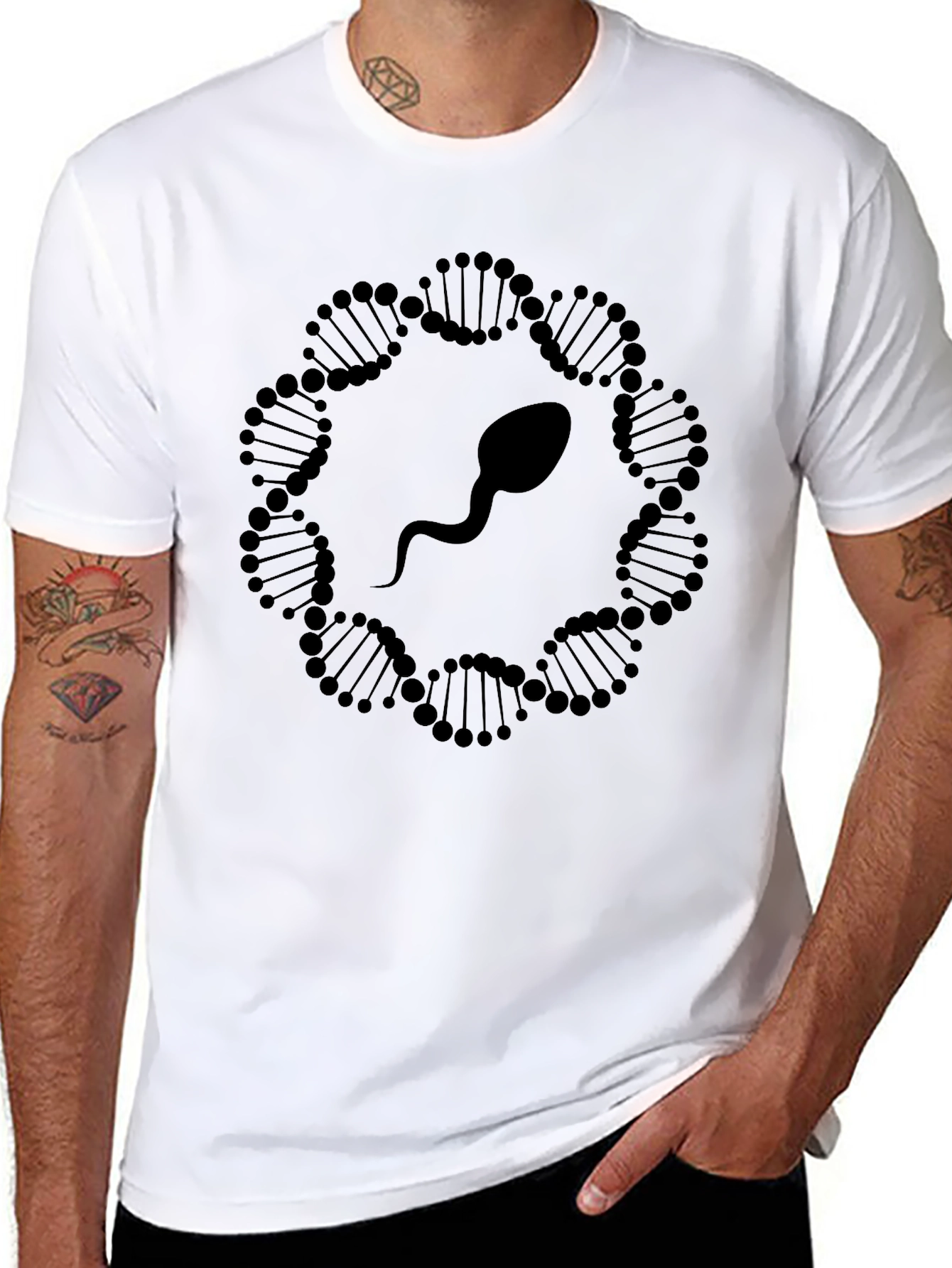 Black DNA Sperm Graphic T-Shirt - Black view 8
