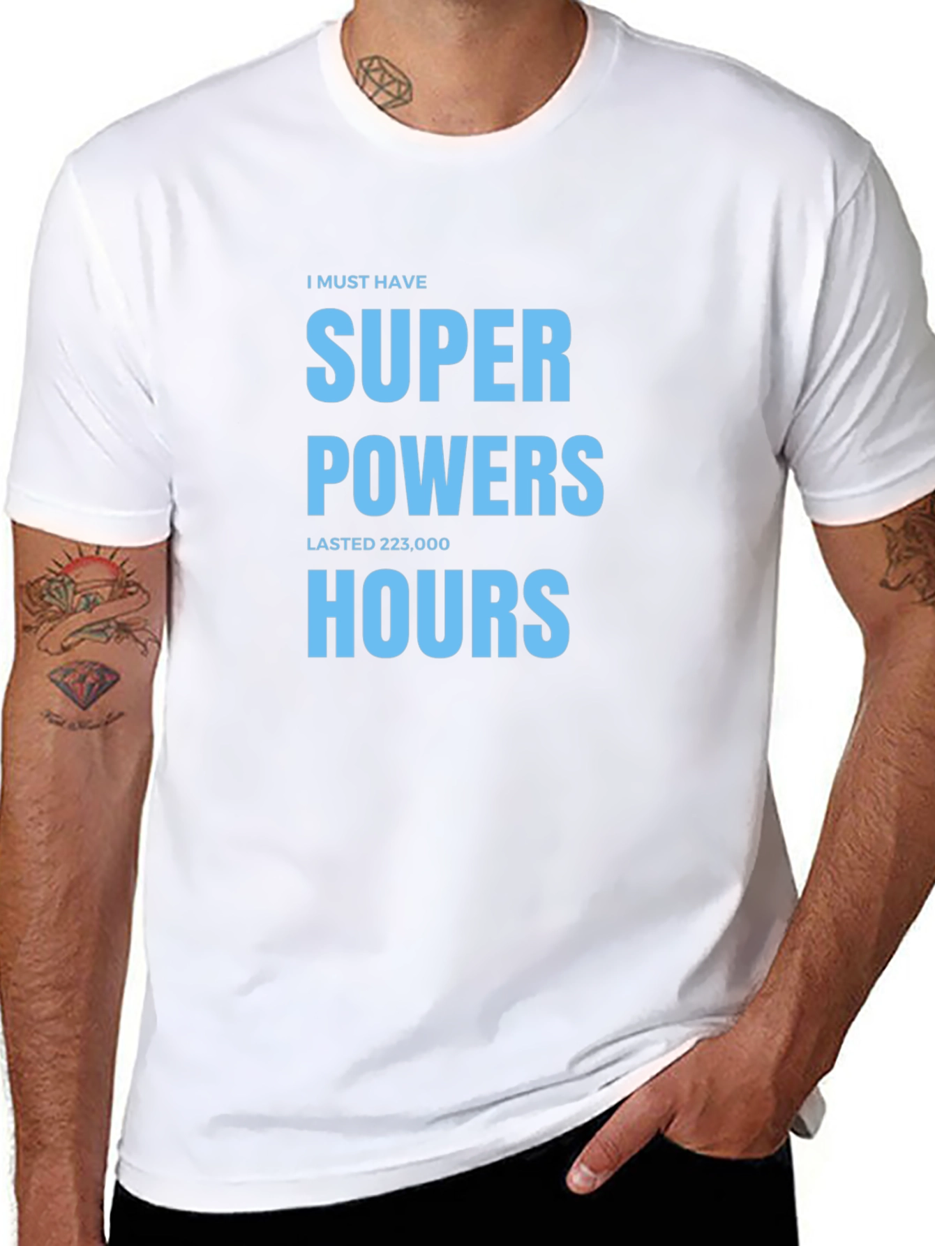 Black Super Powers 223,000 Hours T-Shirt view 8