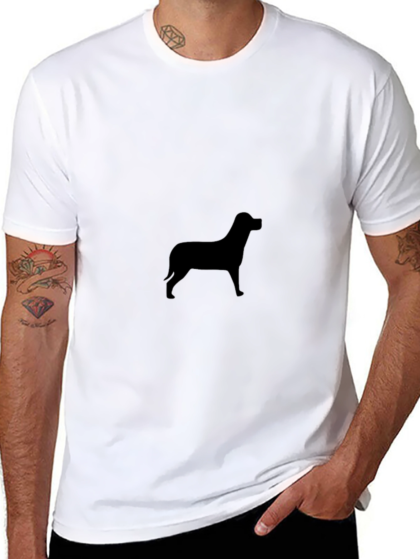 Black Dog Silhouette Black T-Shirt view 8
