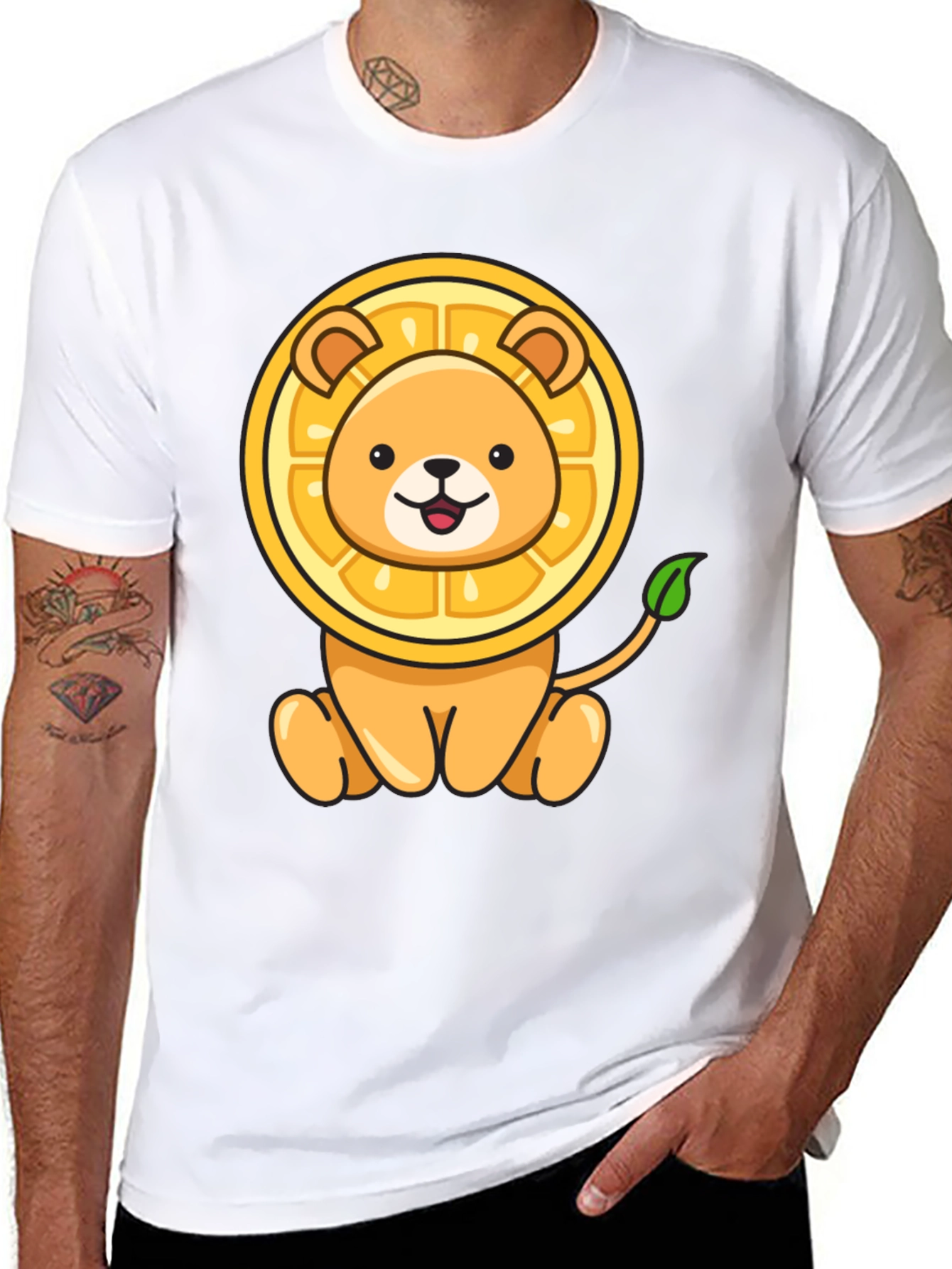 Black Lion-Orange Graphic Tee - Fun & Unique Design view 8