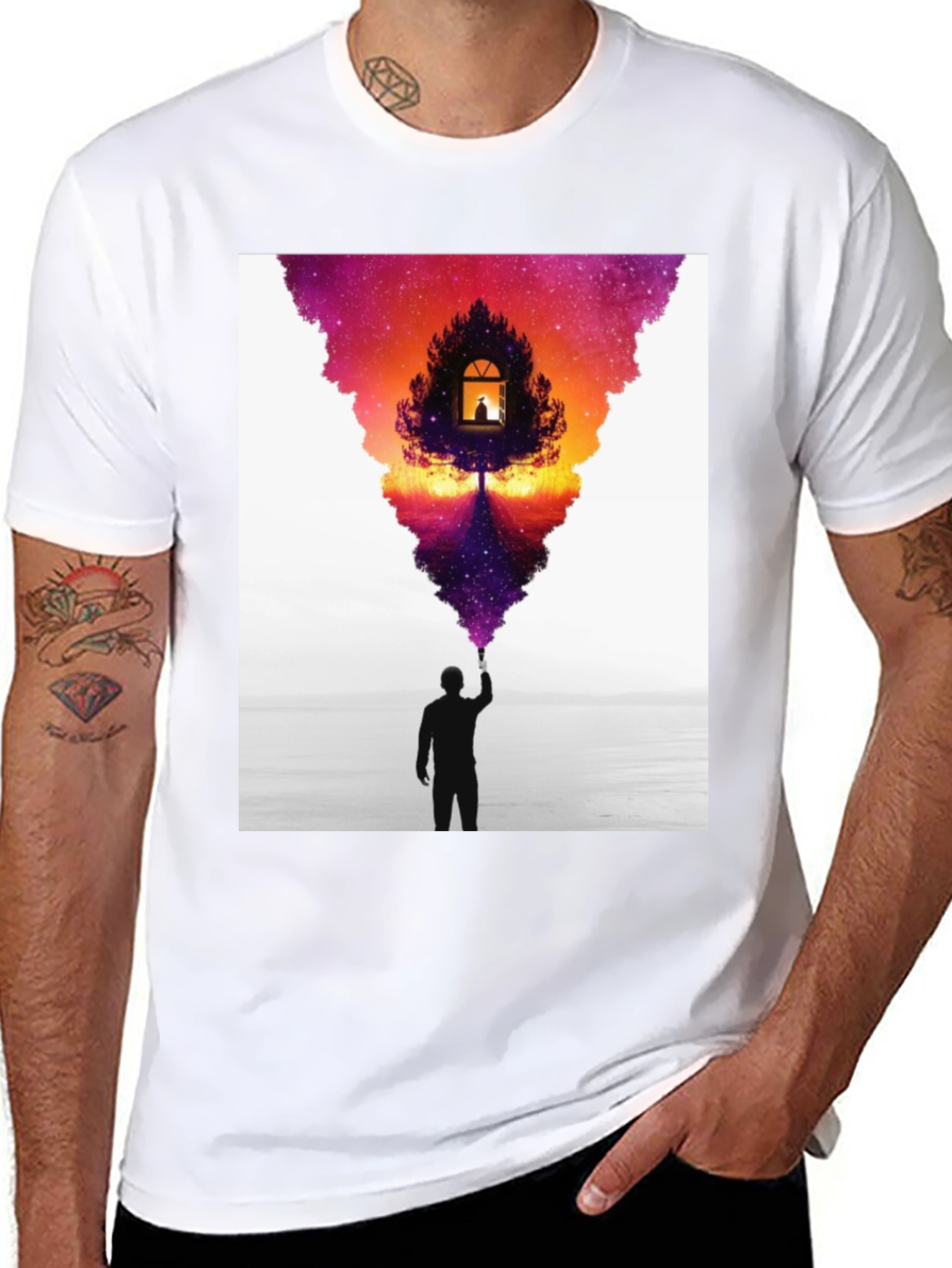 Black Dreamscape Graphic Tee - Men's Black T-Shirt view 8