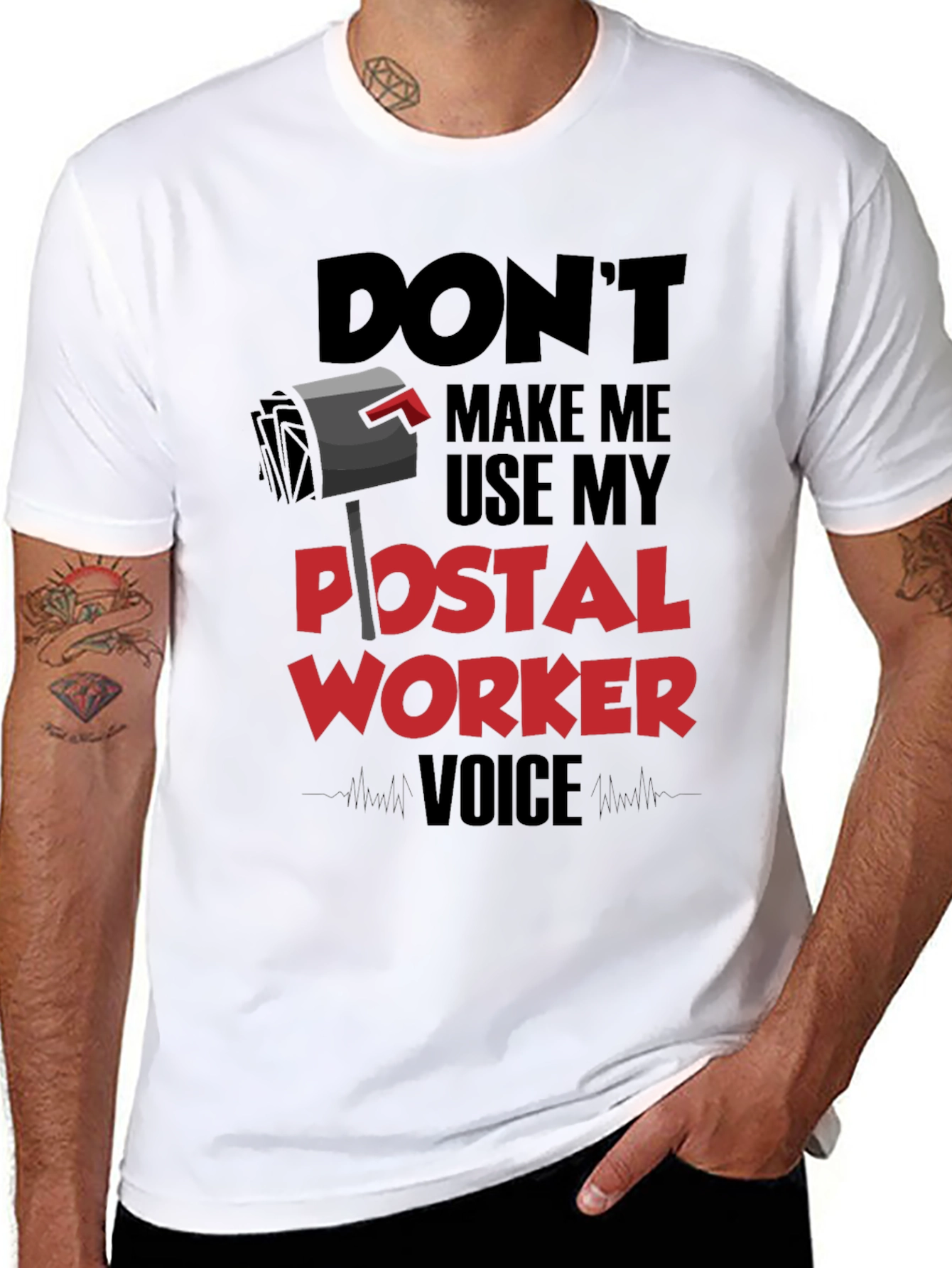 Black Postal Worker Voice T-Shirt - Funny Mail Carrier Tee view 8