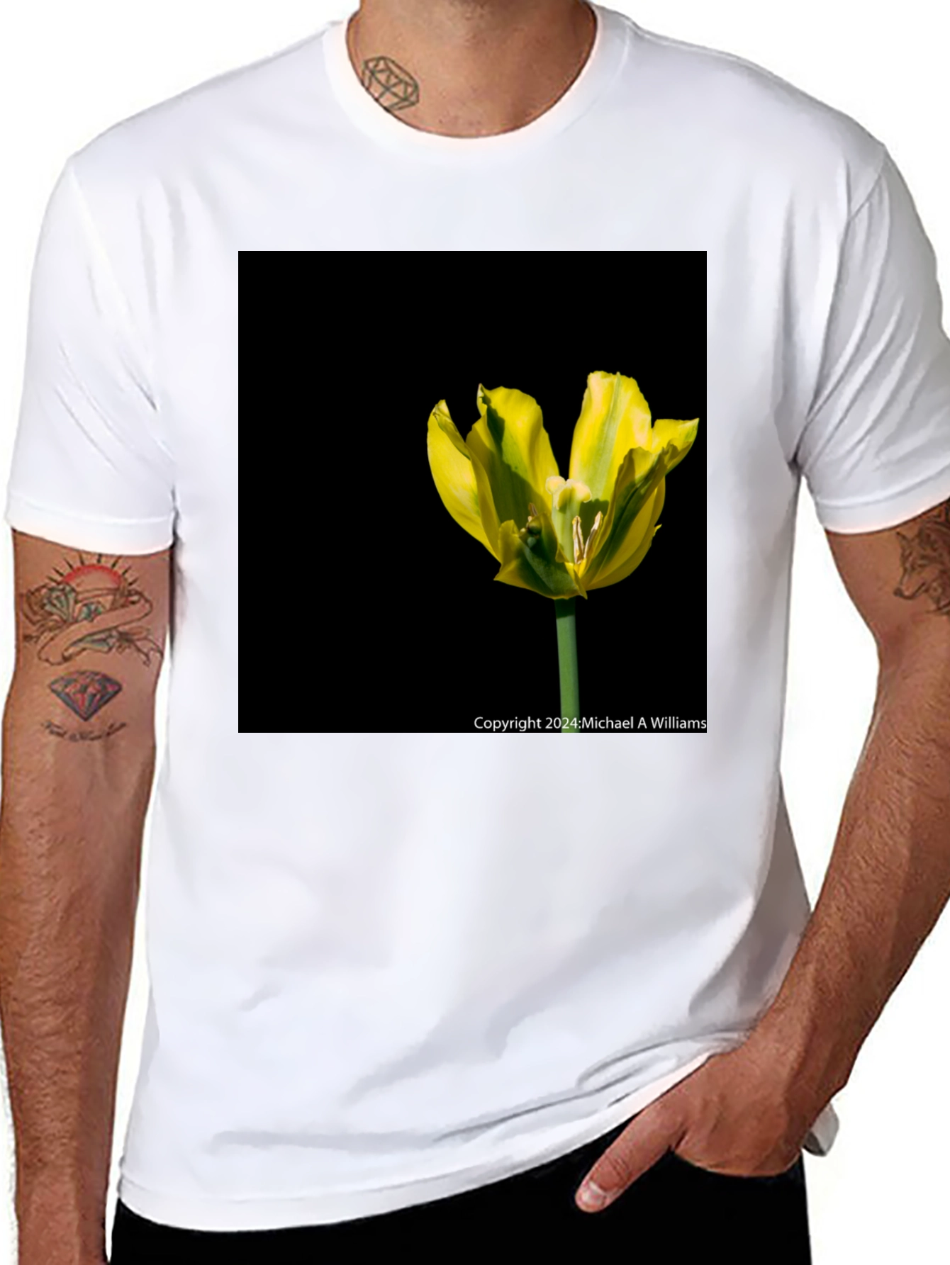 Floral Tulip Graphic Tee - Black T-Shirt - 8