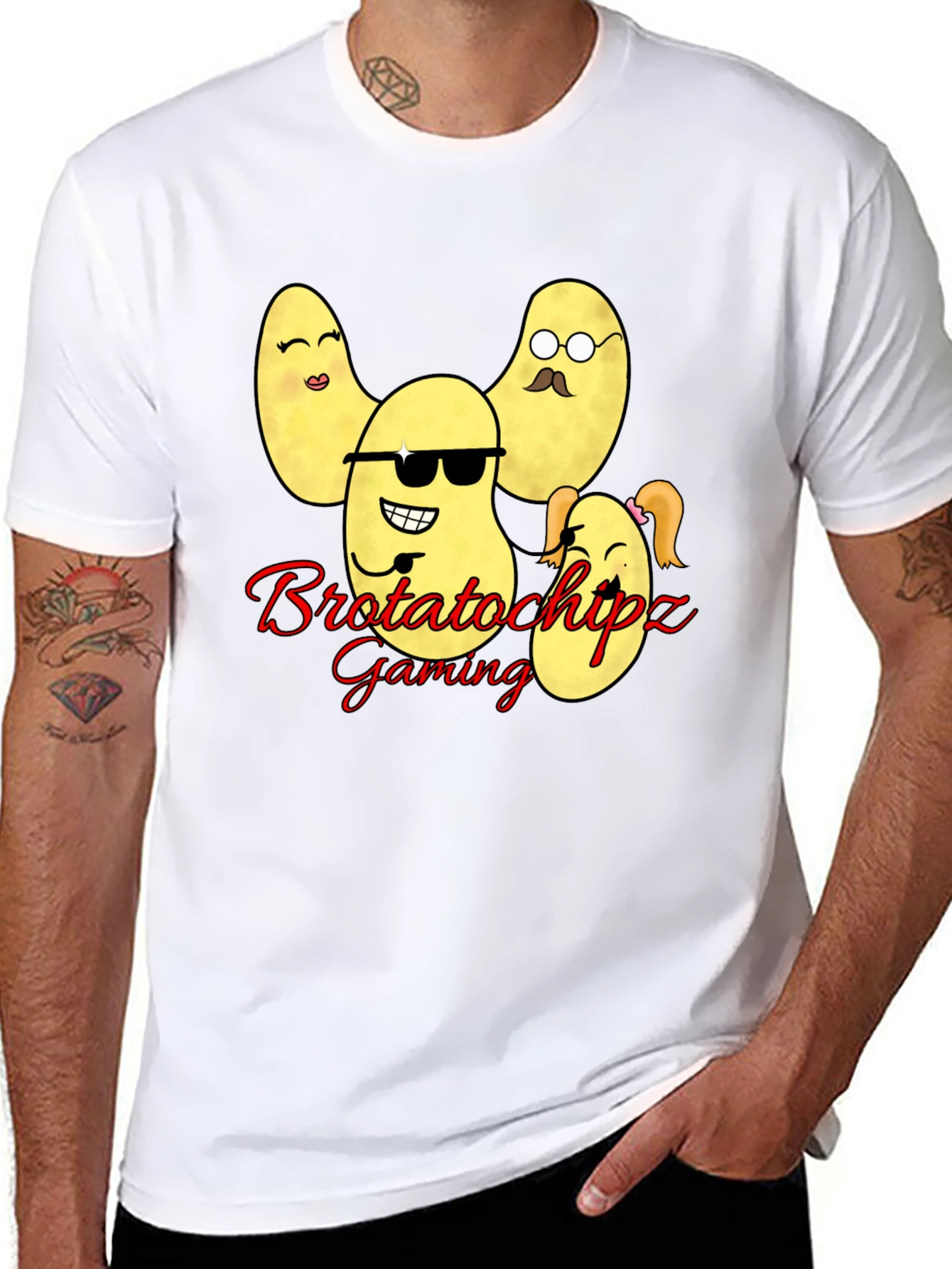Black Brotatochipz Gaming T-Shirt - Funny Potato Family Tee view 8