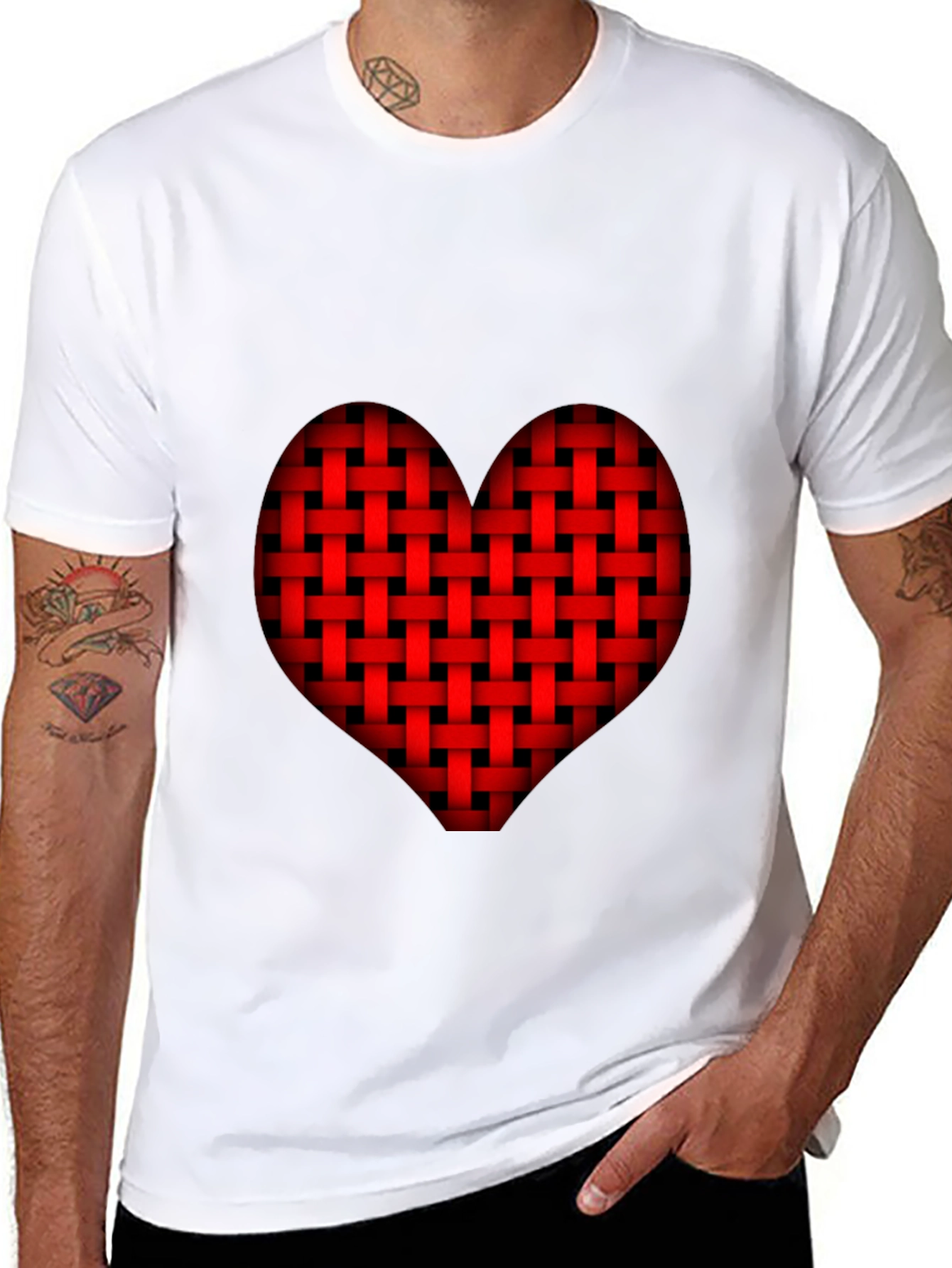 Woven Heart Graphic Tee - Black - 8