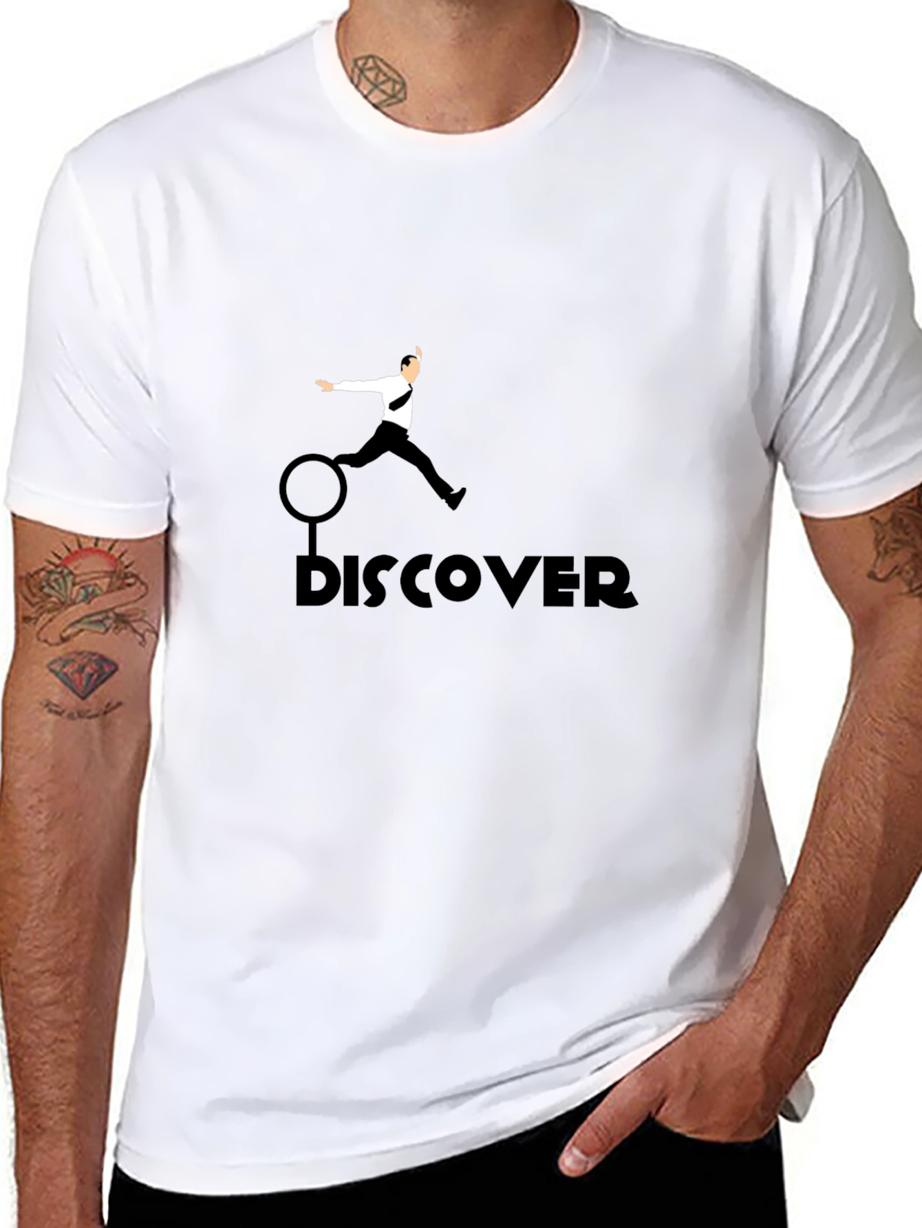 Black Discover Black T-Shirt for Men view 8