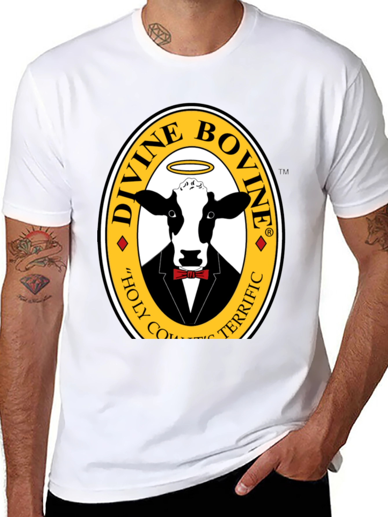 Black Divine Bovine T-Shirt - Holy Cow Terrific Tee view 8