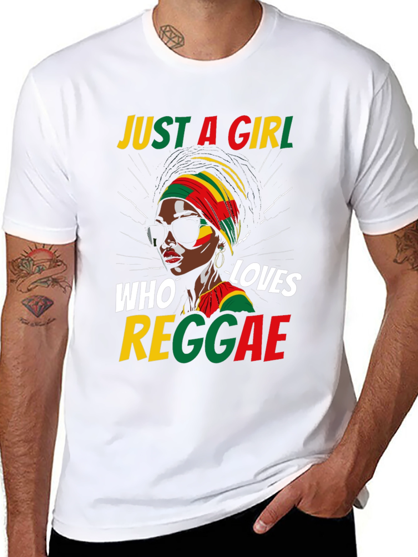 Black Just a Girl Who Loves Reggae Black T-Shirt view 8
