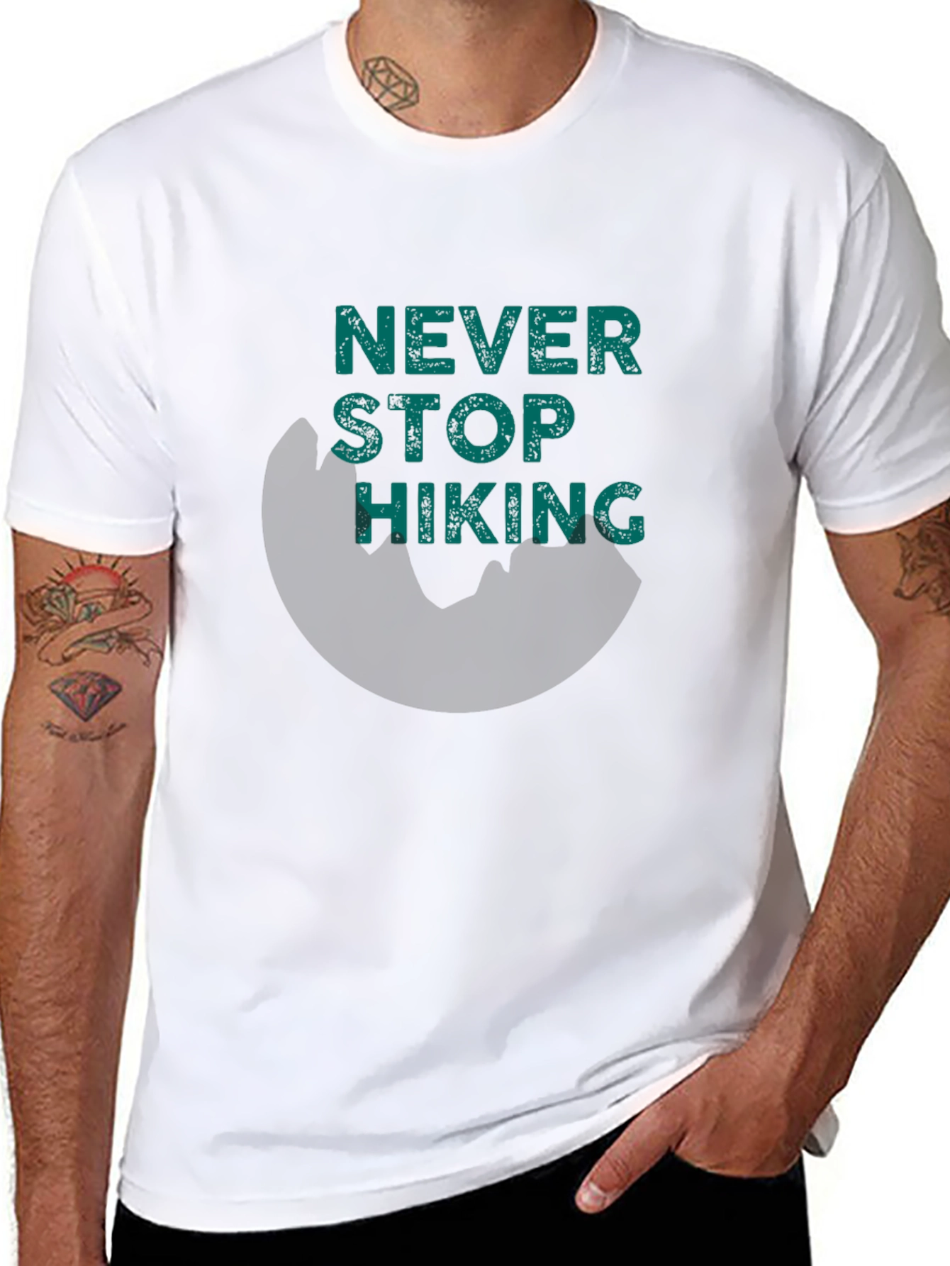 Black Never Stop Hiking Tee -  Men's Graphic T-Shirt view 8