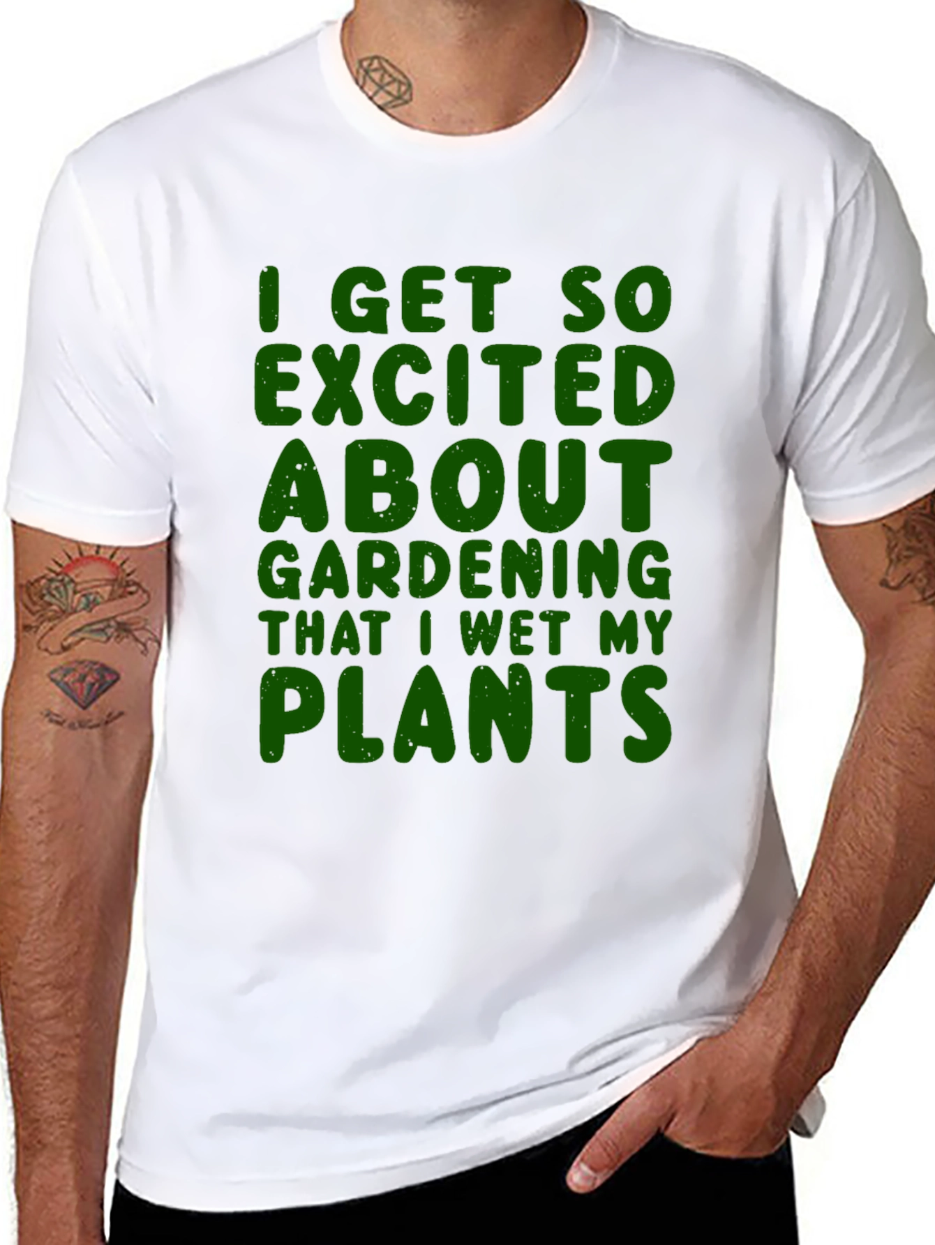 Black Gardening Humor T-Shirt - Wet My Plants view 8