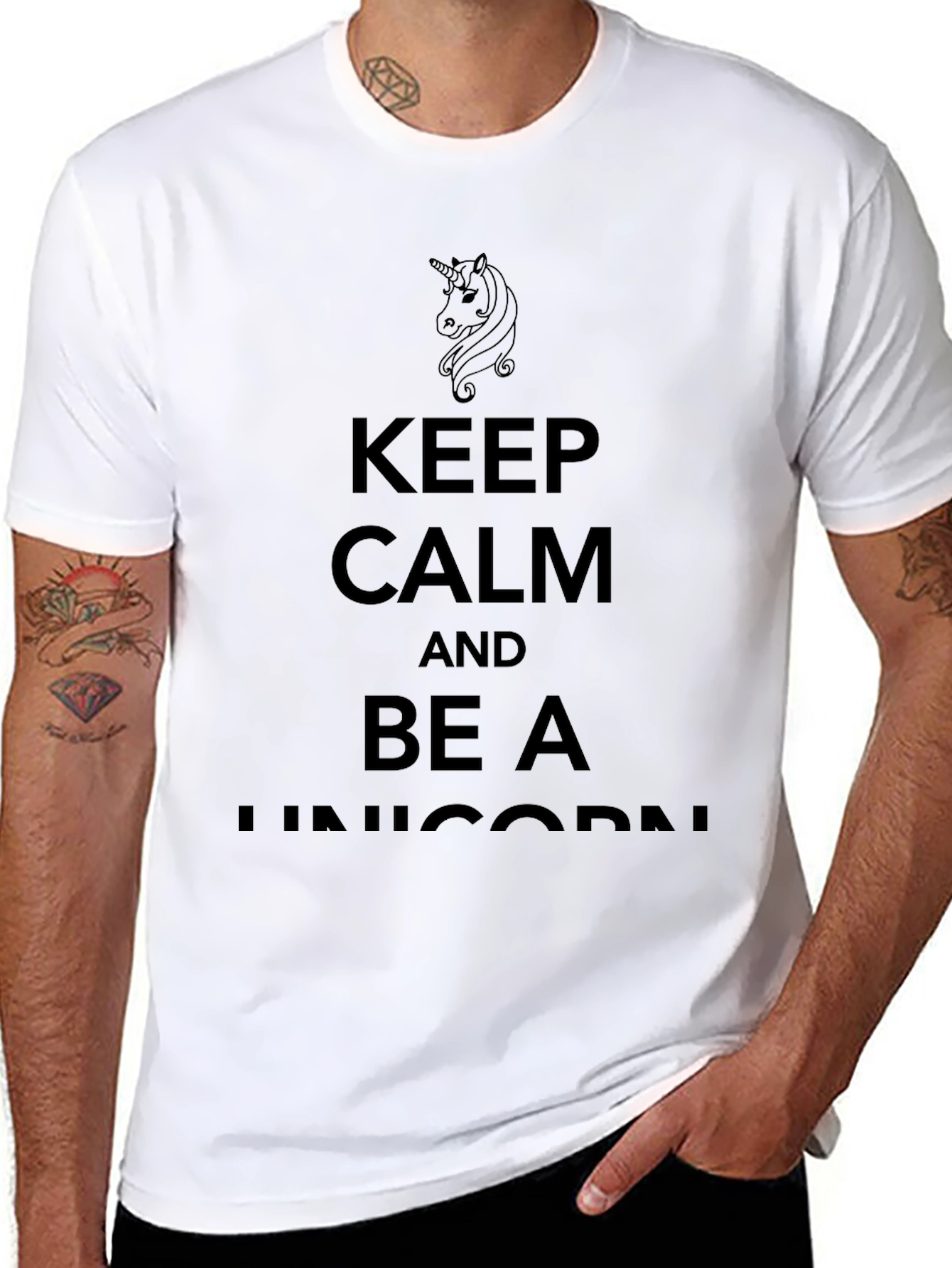 Black Keep Calm and Be A Unicorn T-Shirt view 8