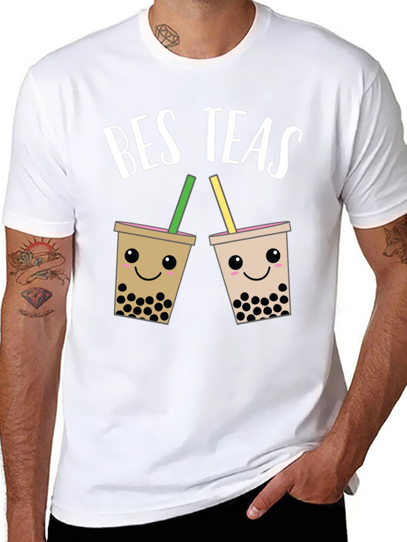 Black Bes Teas Bubble Tea Graphic T-Shirt view 8