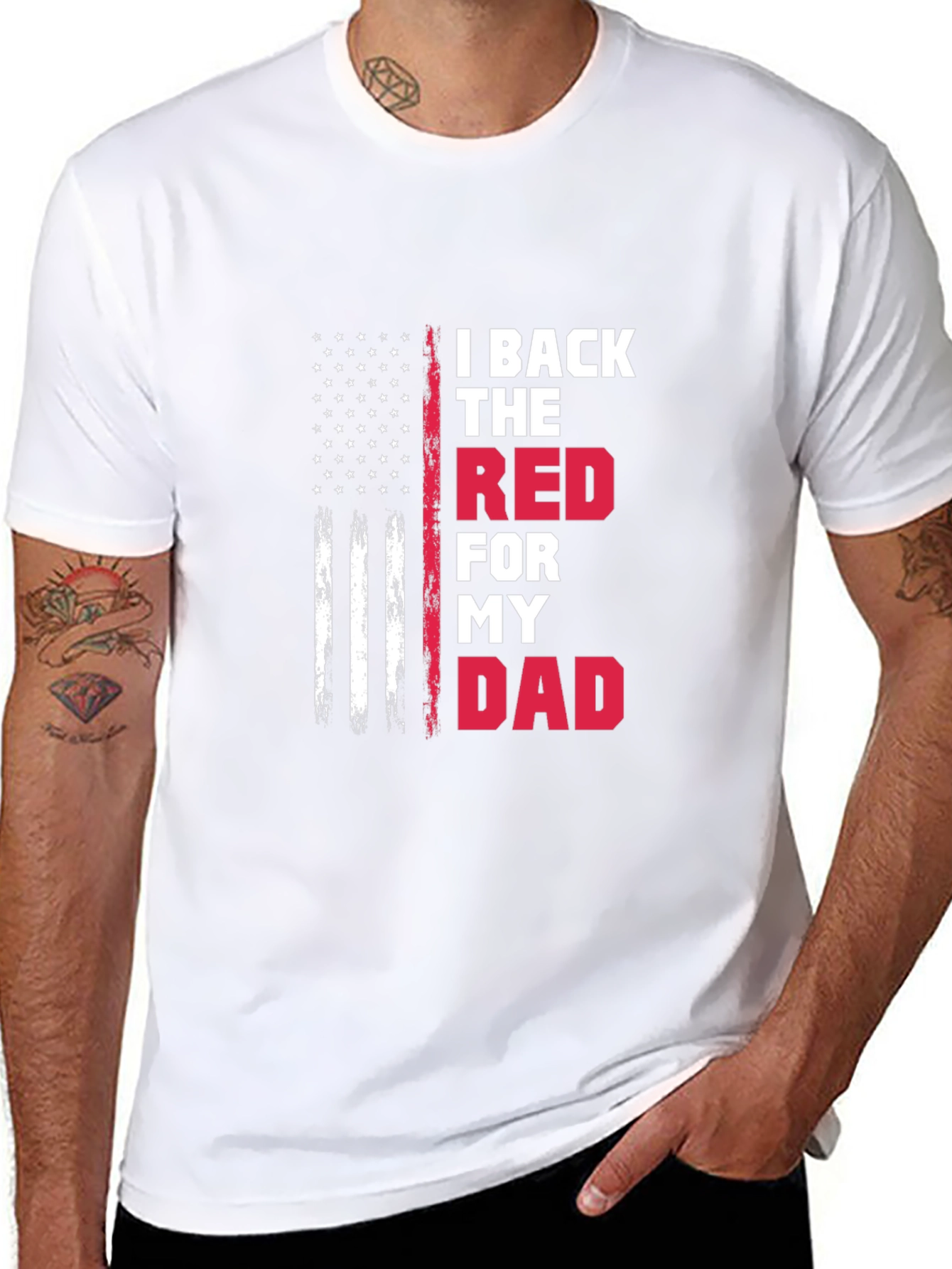 Black I Back The Red For My Dad T-Shirt view 8