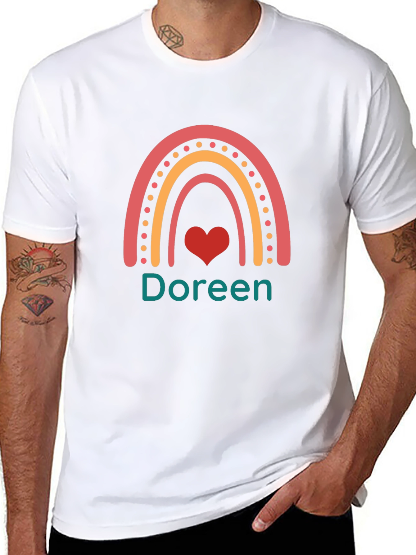 Black Doreen Rainbow Heart T-Shirt - Custom Name Tee view 8