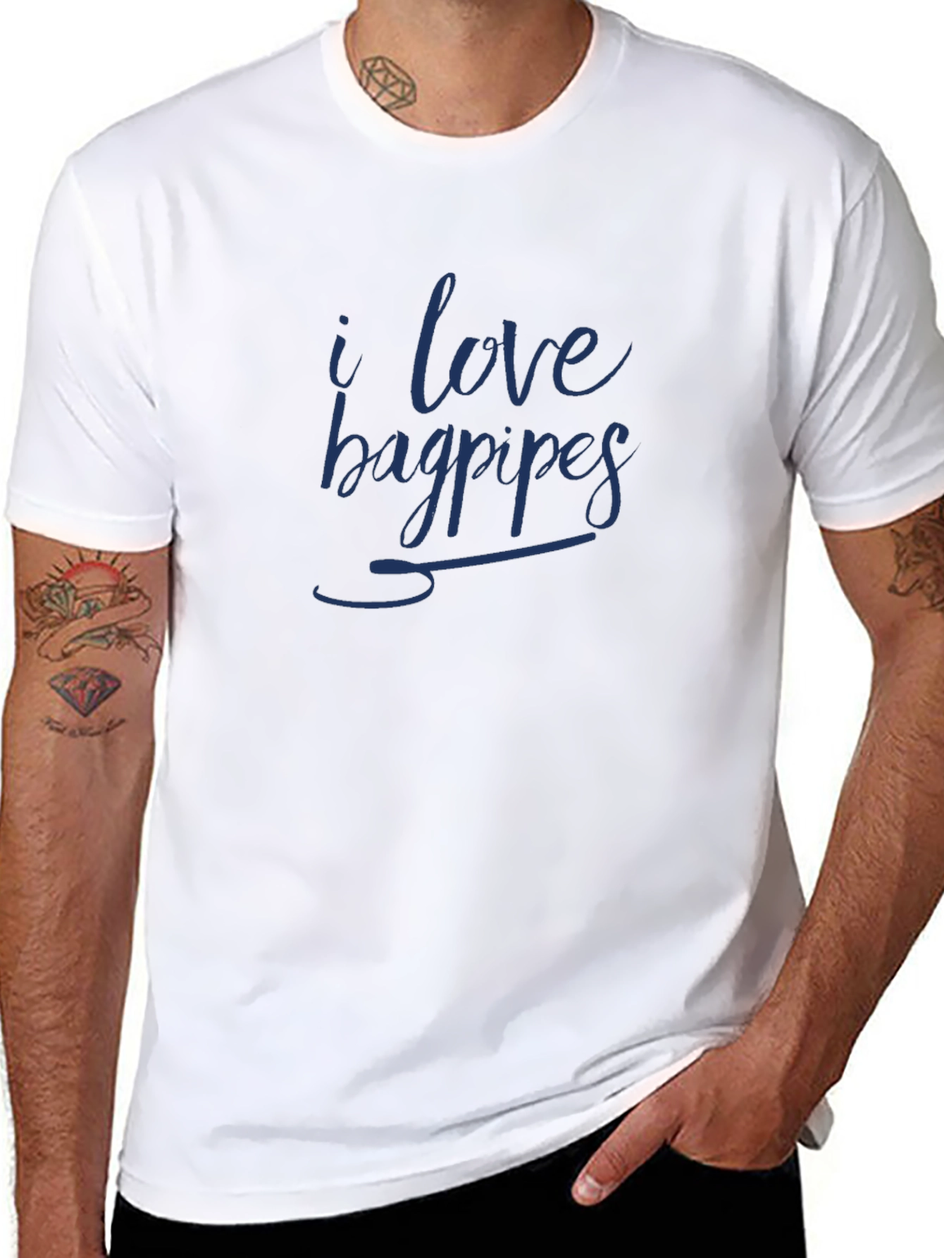 Black I Love Bagpipes T-Shirt view 8