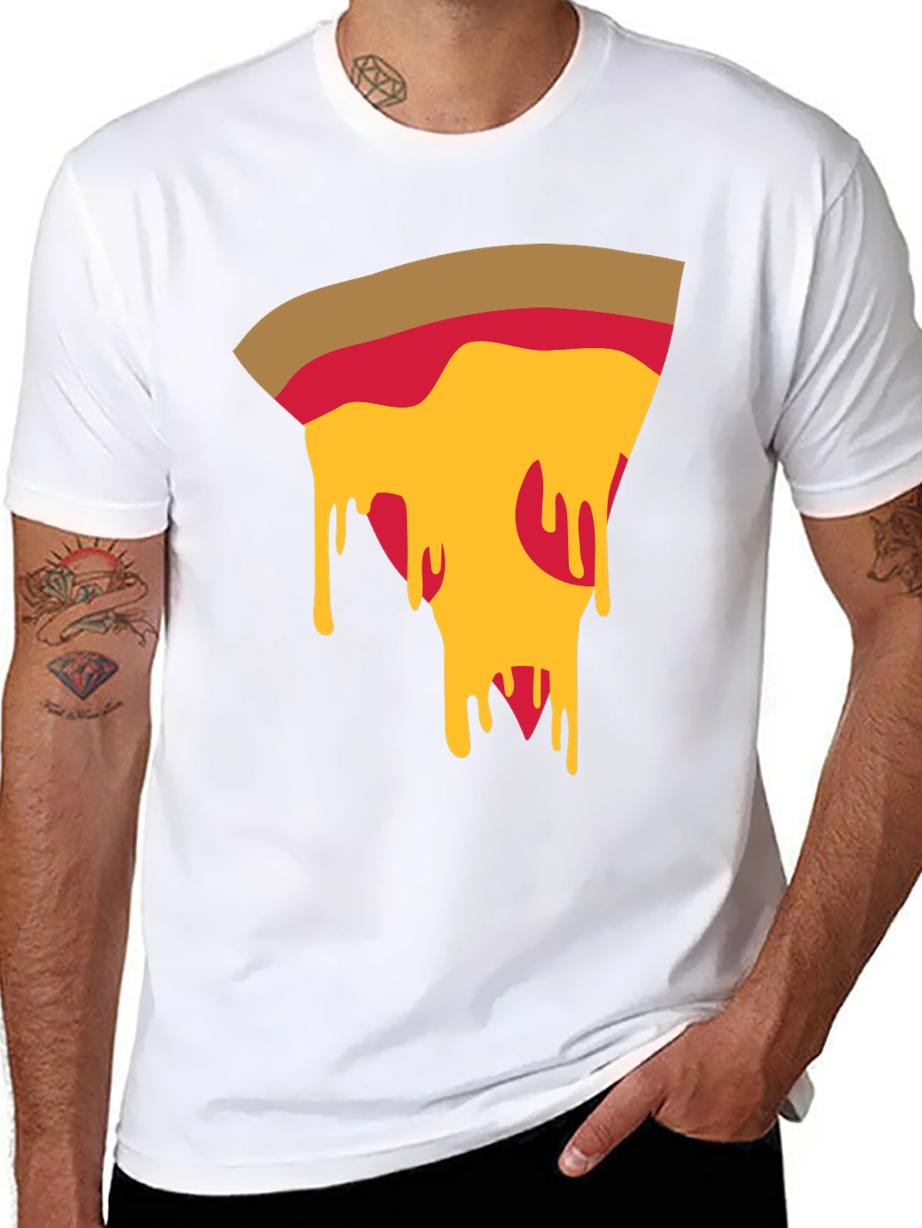 Black Pizza Slice Graphic Tee - Casual Black T-Shirt view 8
