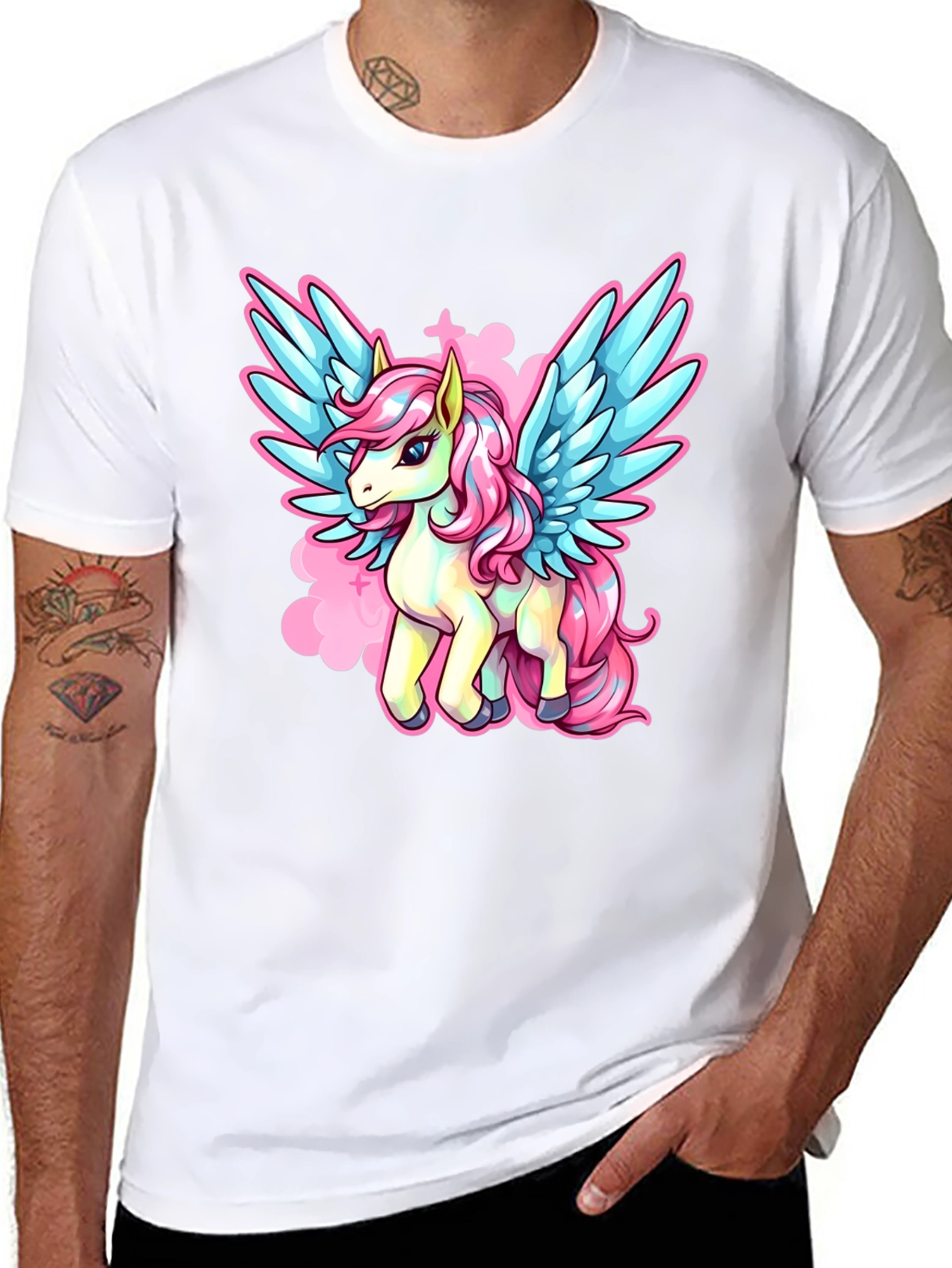 Black Unicorn Pegasus Graphic T-Shirt view 8