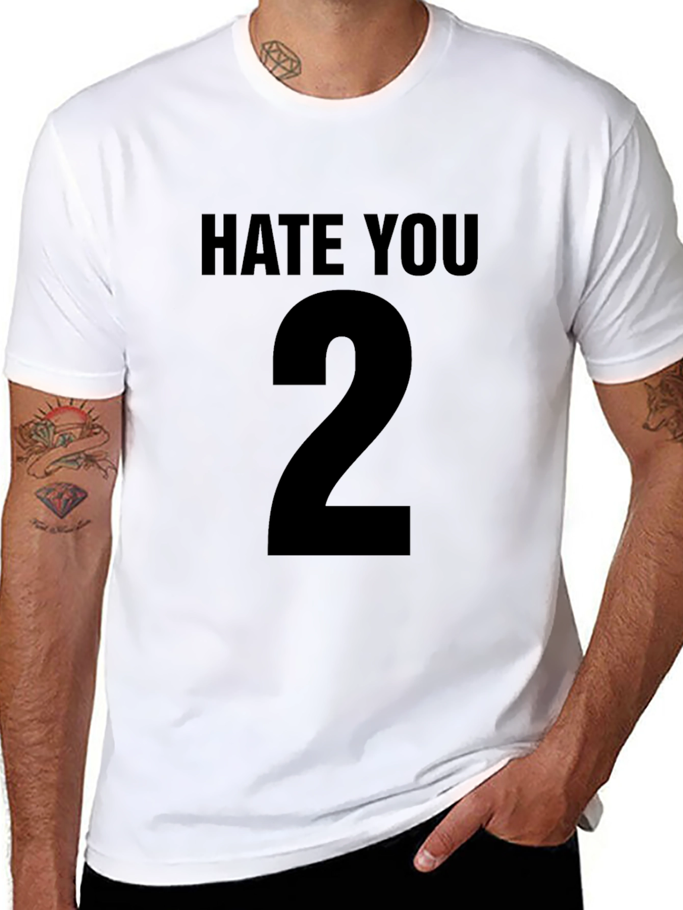 Black Hate You 2 Black T-Shirt Sarcastic Graphic Tee view 8