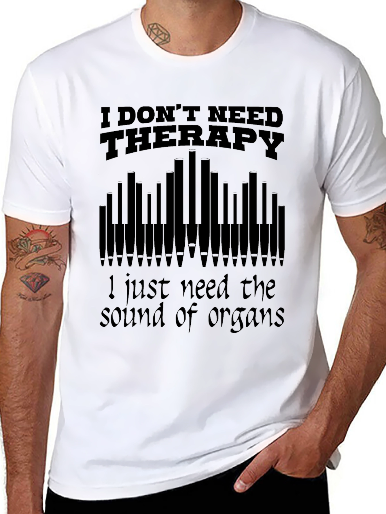 Black Organ Music Therapy T-Shirt view 8