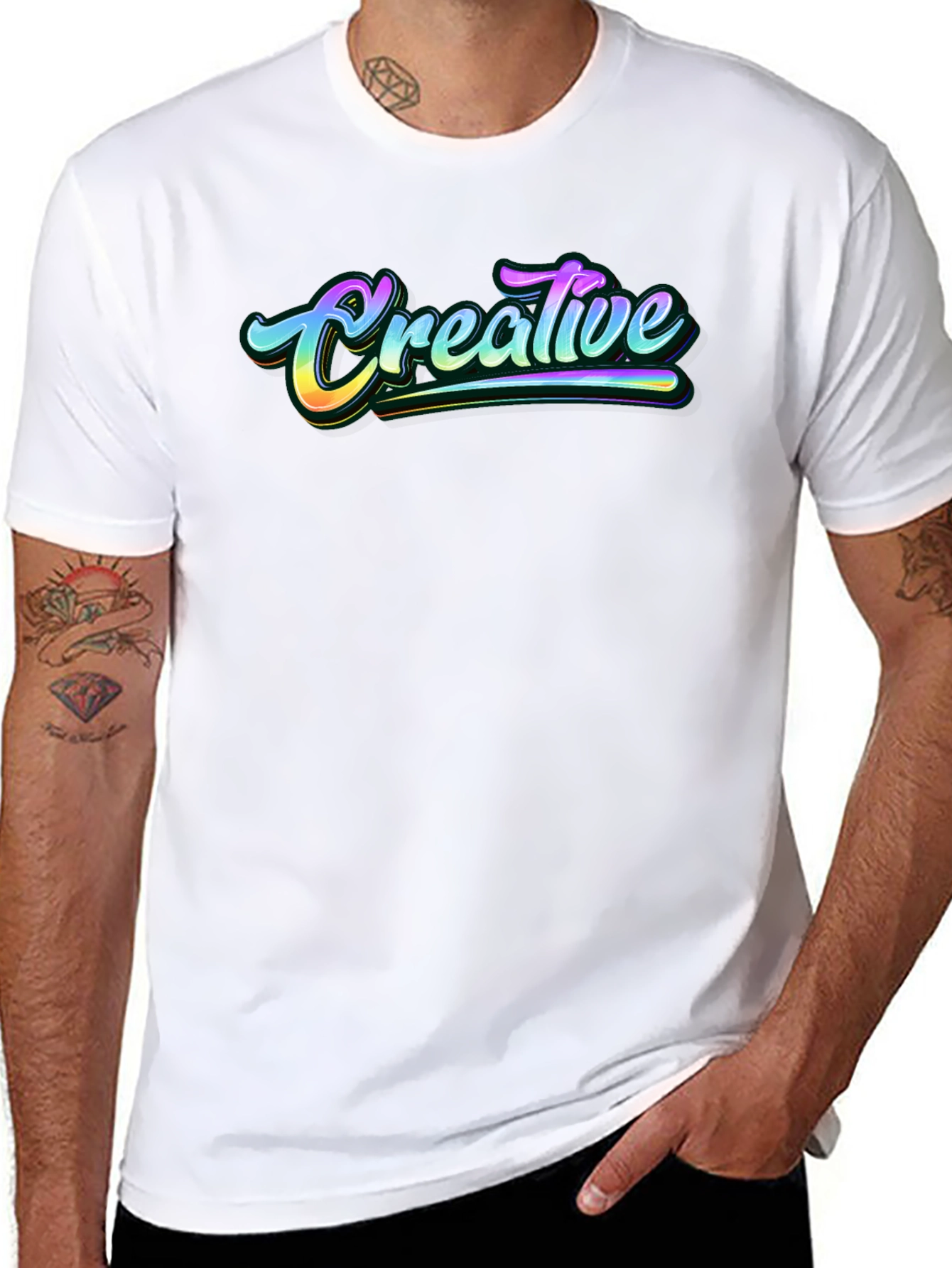 Black Creative Graphic T-Shirt - Black Cotton Tee view 8