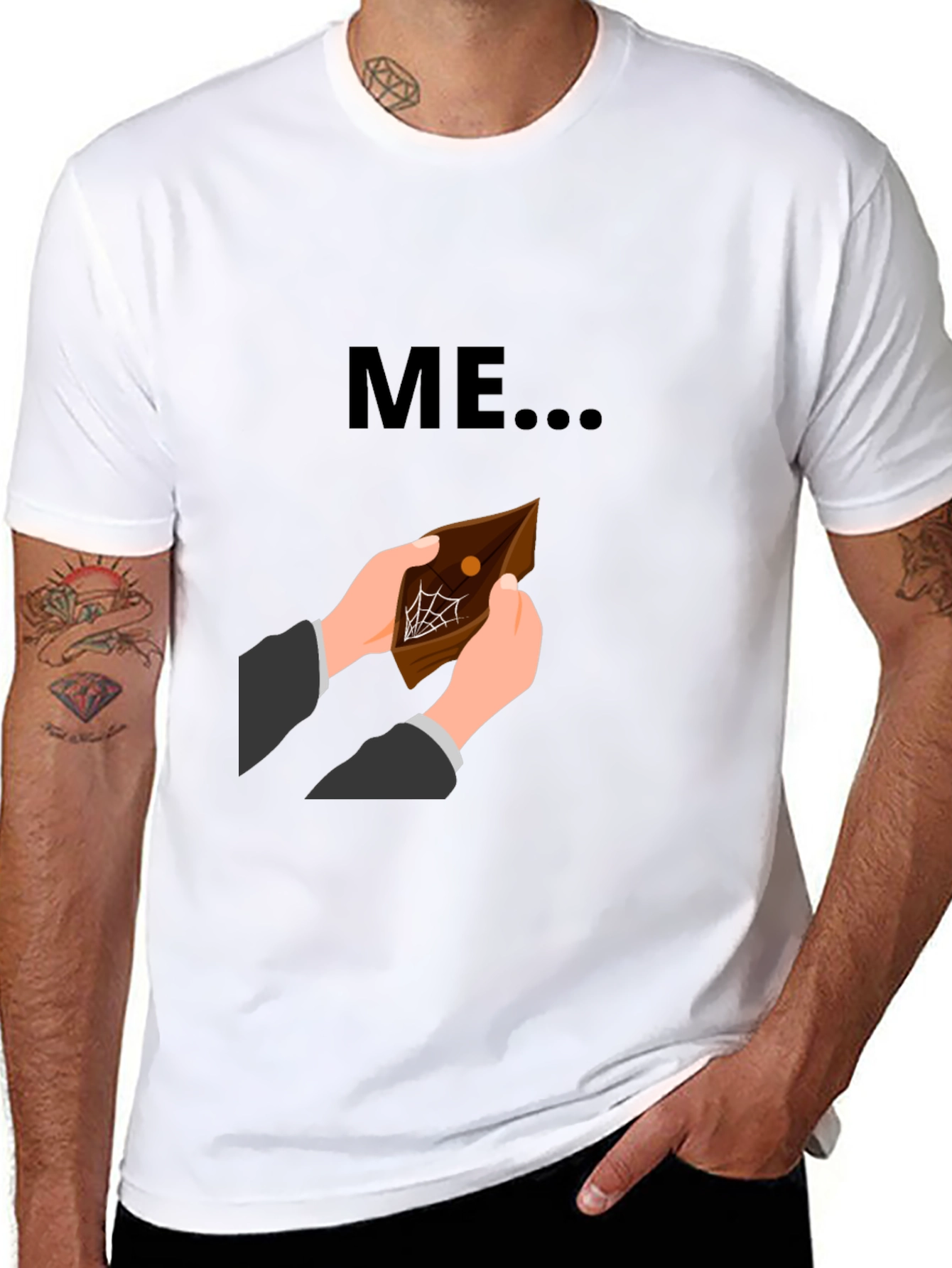 Black Funny 'ME' Empty Wallet Graphic T-Shirt view 8